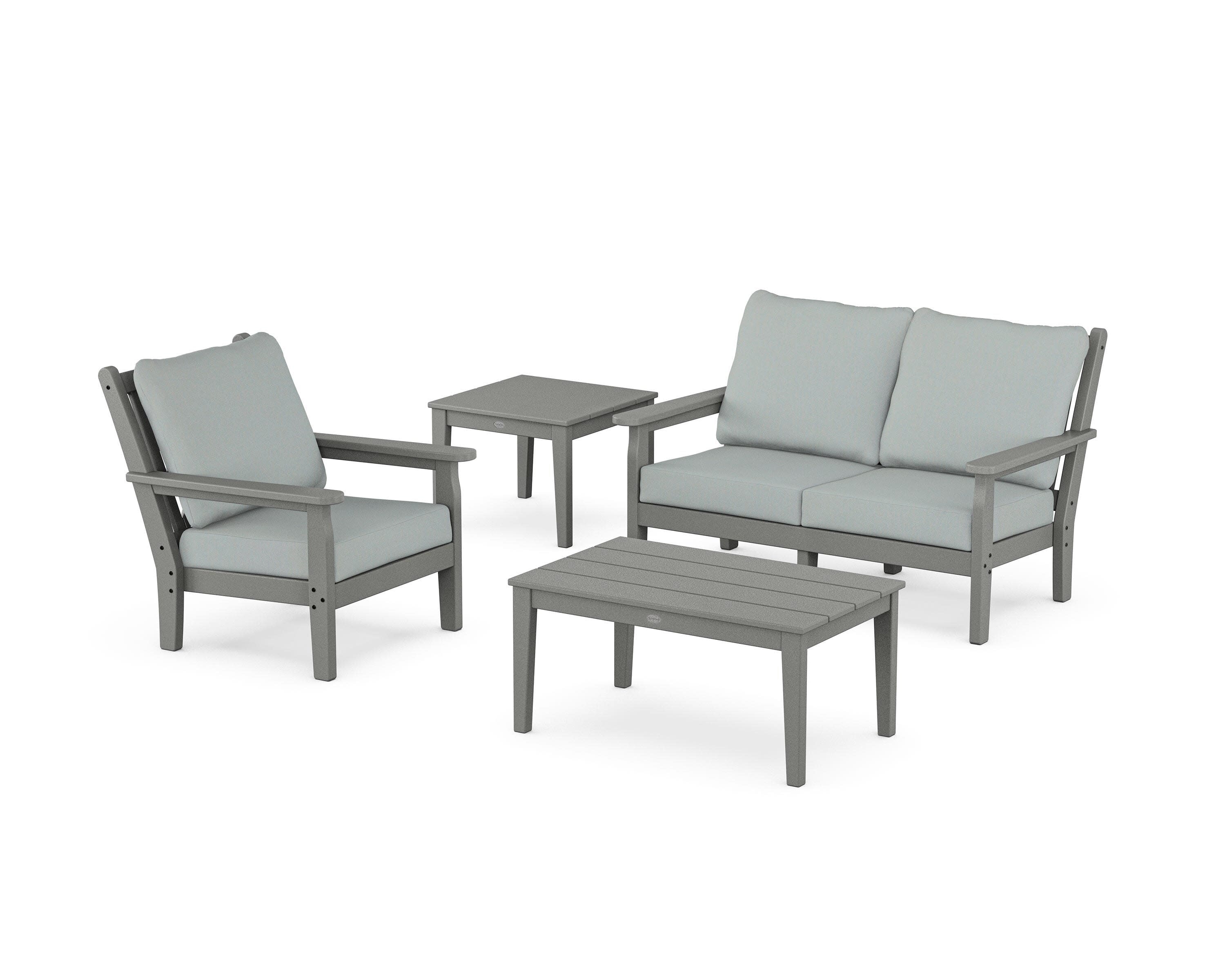 Chippendale 4-Piece Deep Seating Set in Slate Grey / Spa