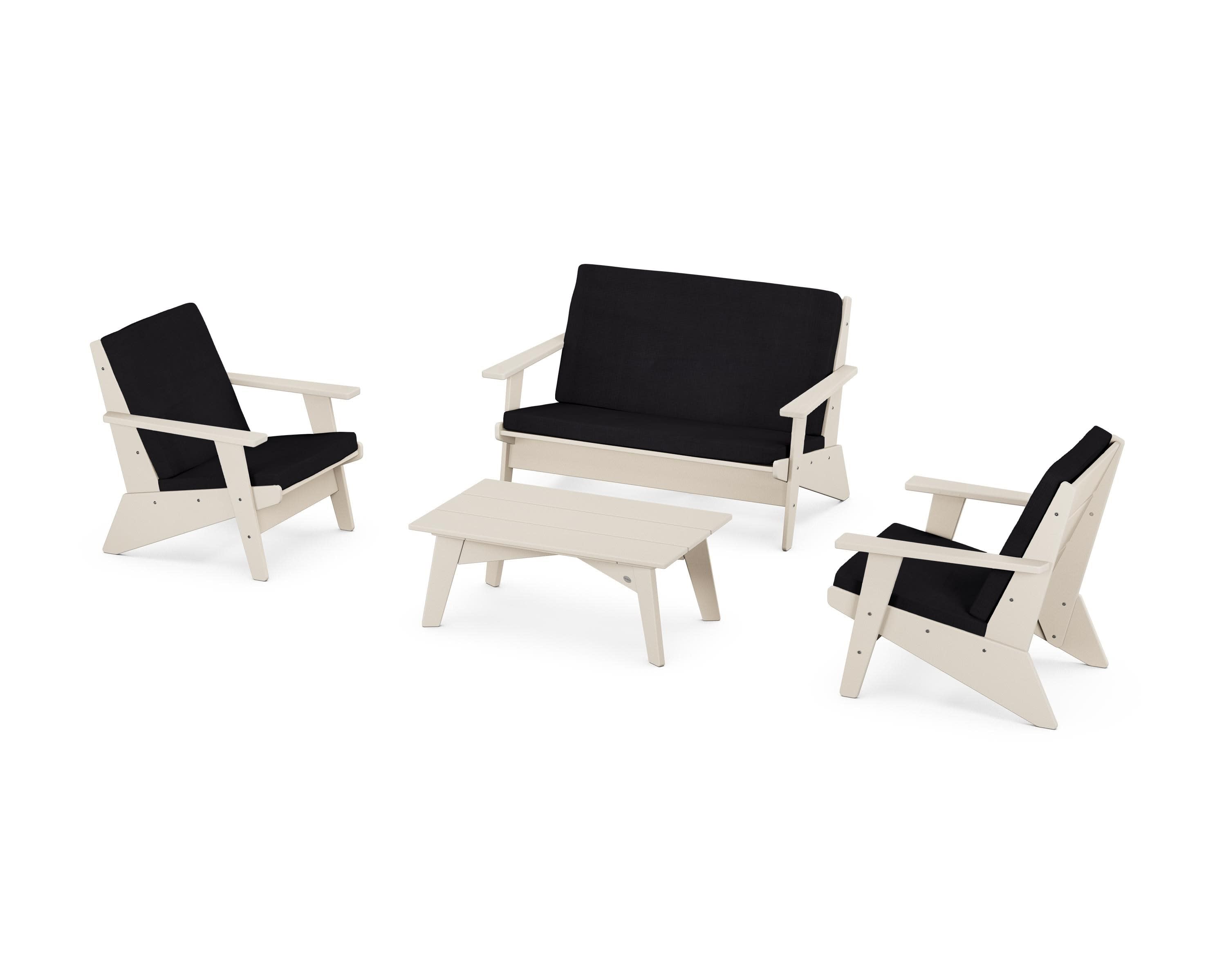 Riviera Modern Lounge 4-Piece Set in Sand / Midnight Linen