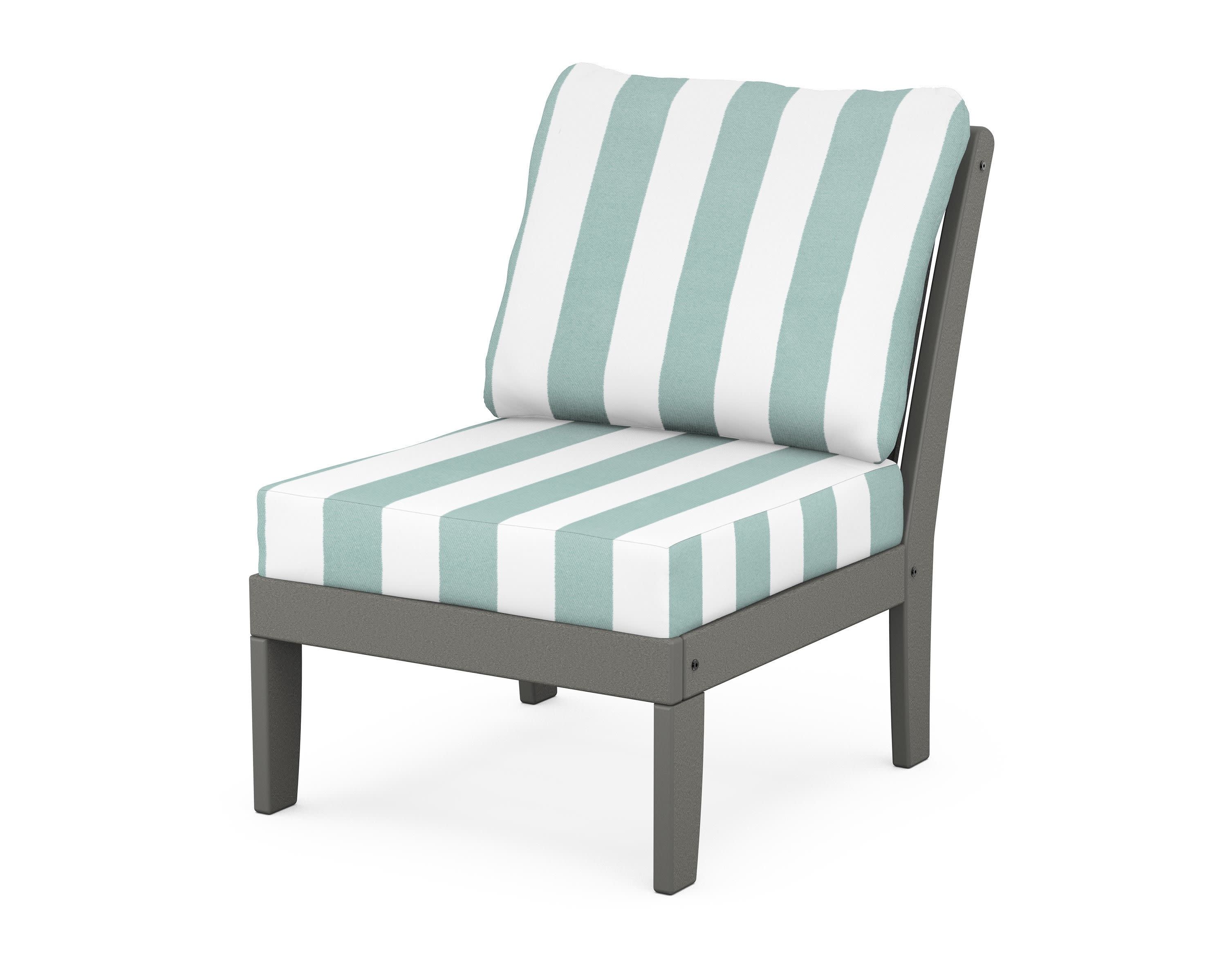Braxton Modular Armless Chair in Slate Grey / Cabana Stripe Glacier Spa