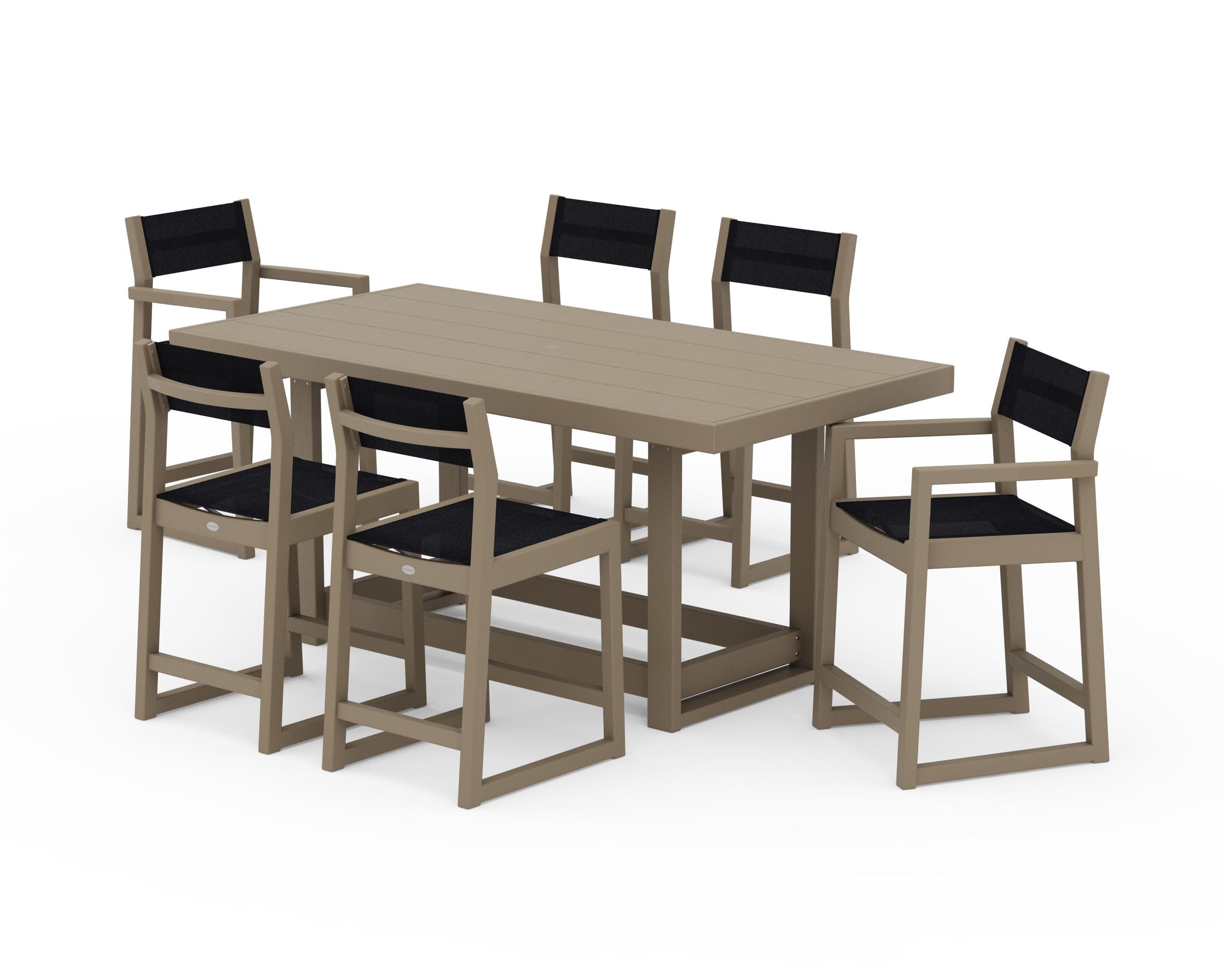 EDGE Sling 7-Piece Counter Table Set in Vintage Sahara / Black Sling