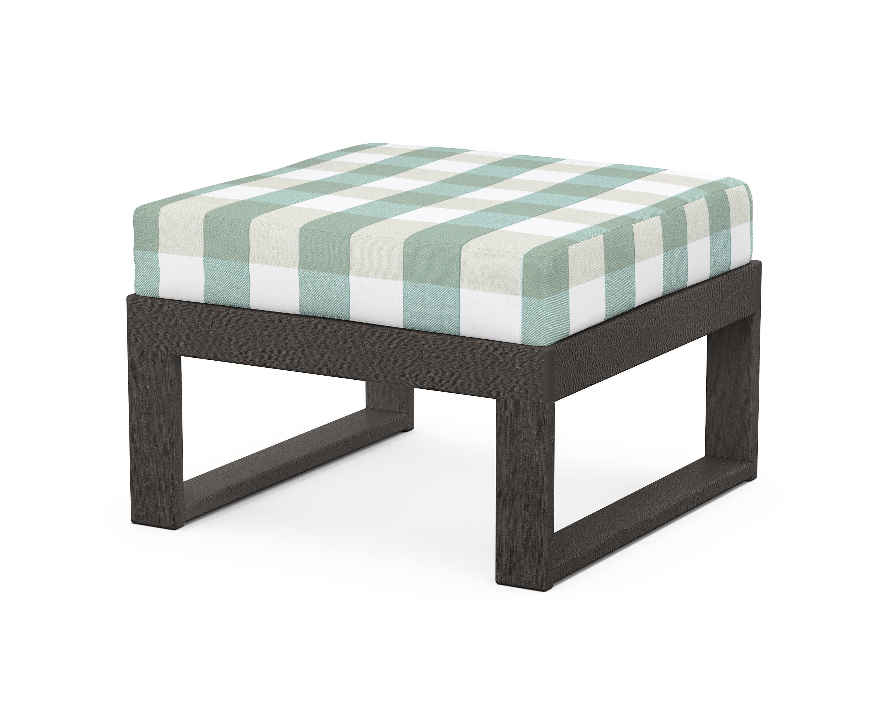 Modular Ottoman - Modern in Vintage Coffee / Buffalo Plaid Glacier Spa