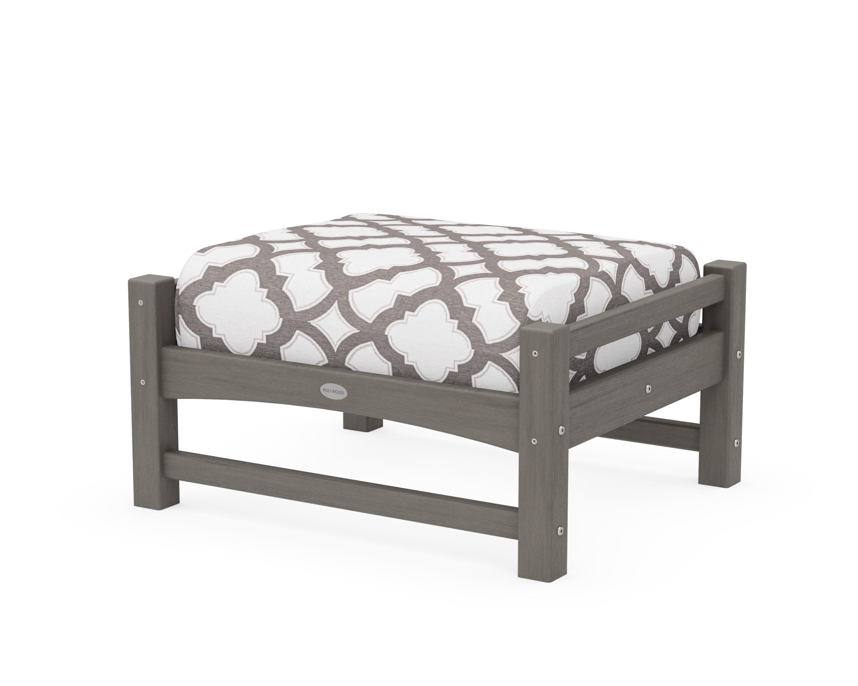 Club Ottoman in Driftwood / Trellis Grey Mist