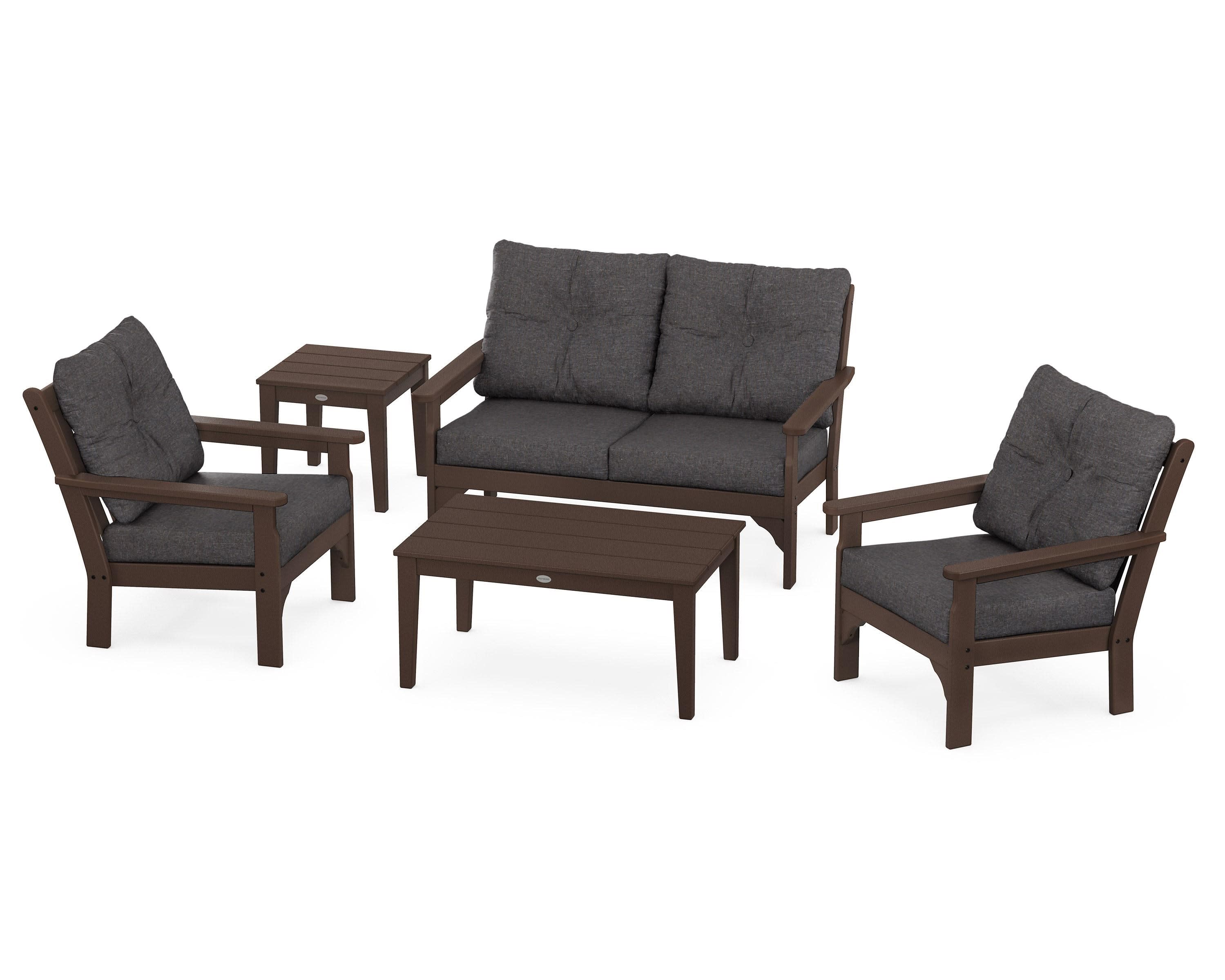 Vineyard 5-Piece Deep Seating Set in Mahogany / Ash Charcoal
