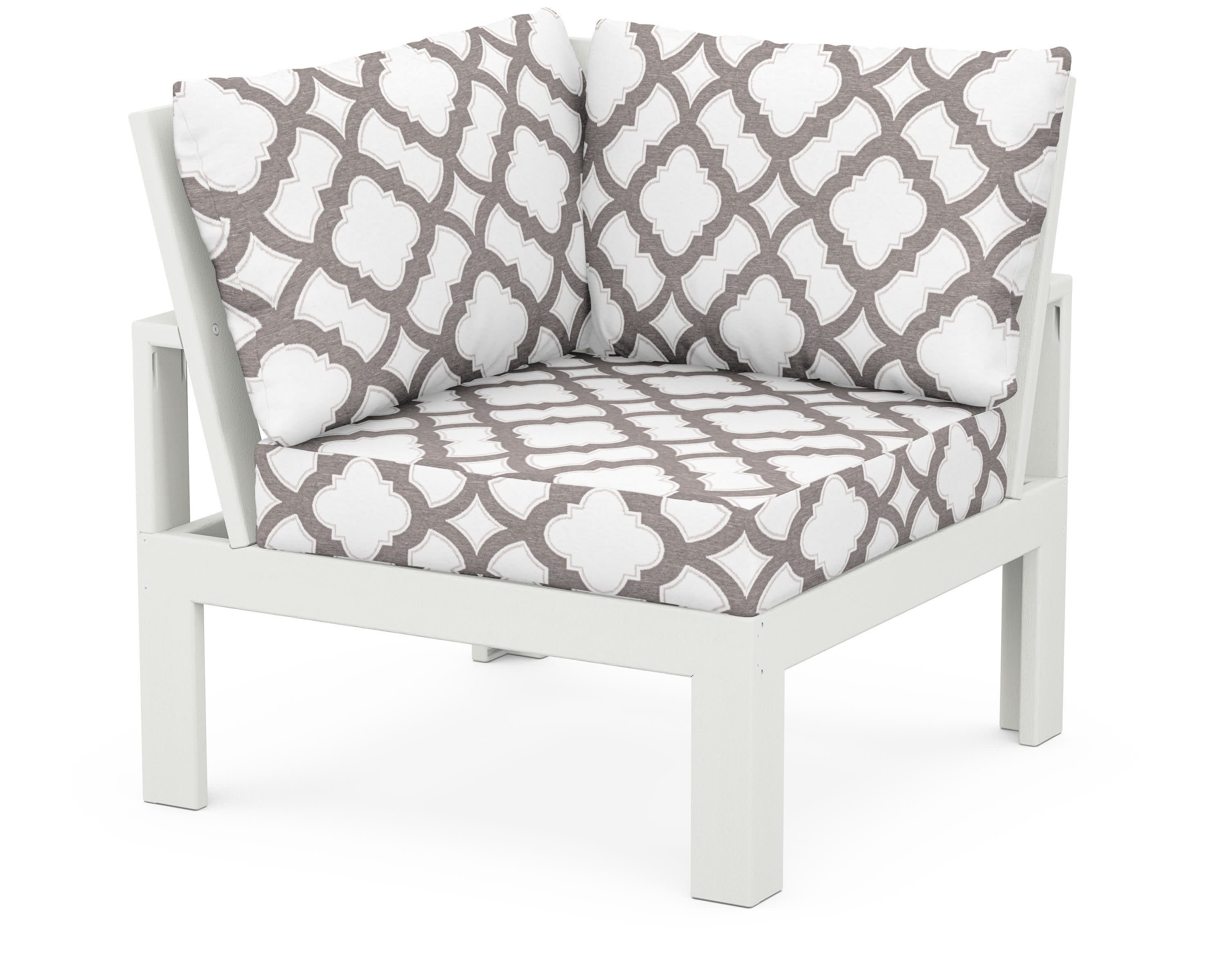 Modular Corner Chair in Vintage White / Trellis Grey Mist
