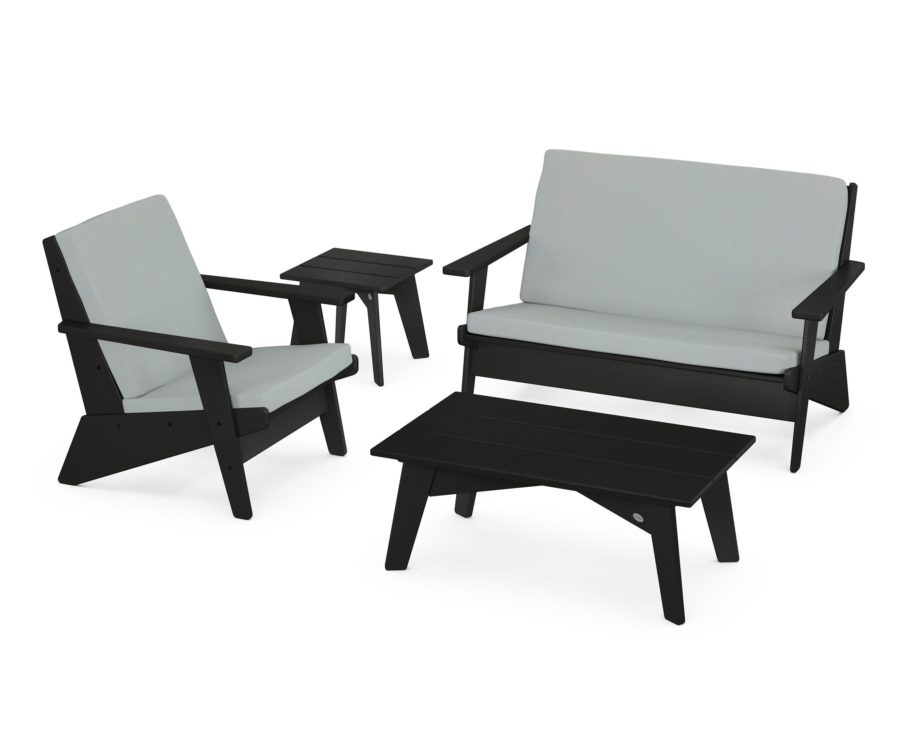 Riviera Modern Lounge 4-Piece Set in Black / Spa