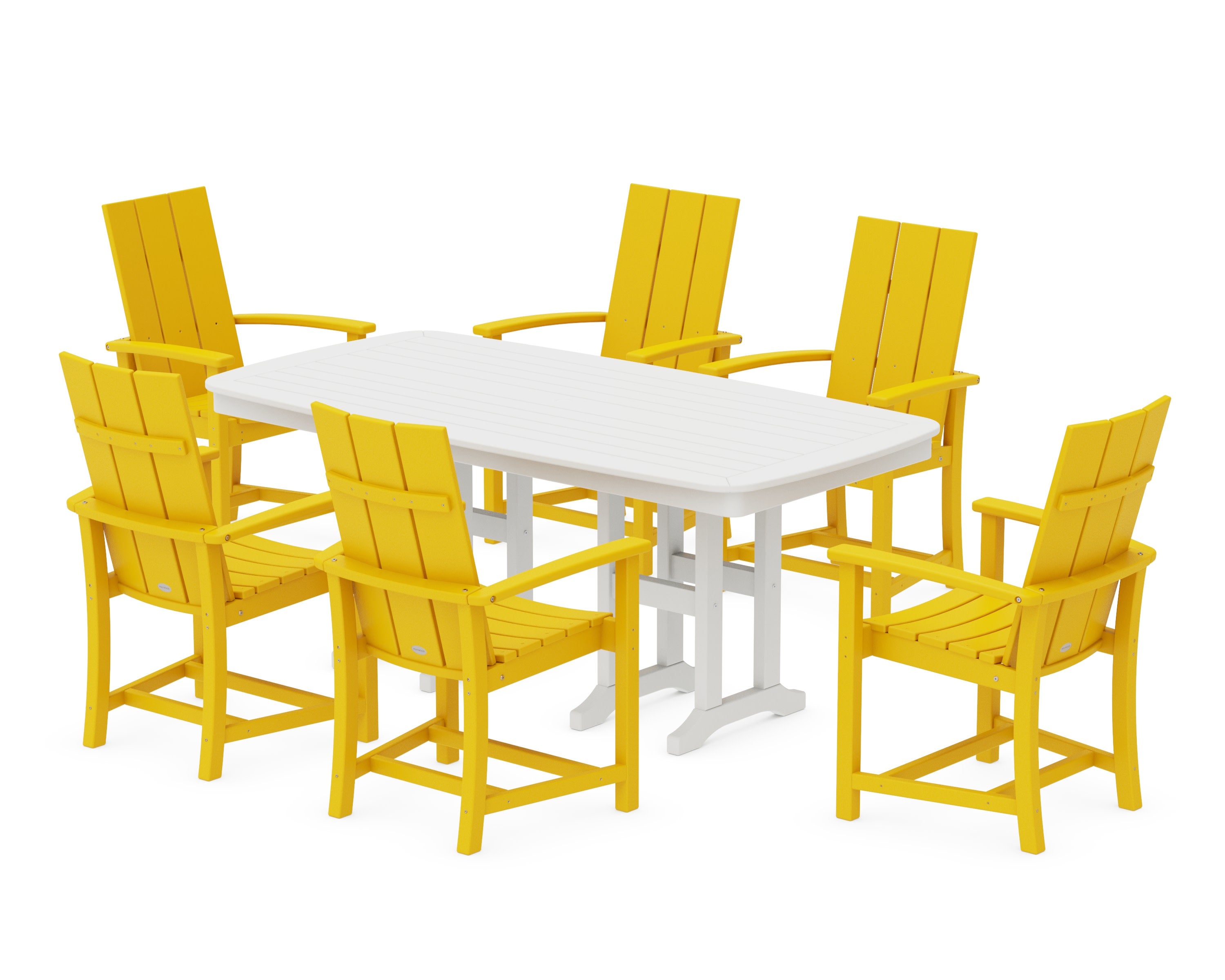Modern Adirondack 7-Piece Dining Set in Lemon / White
