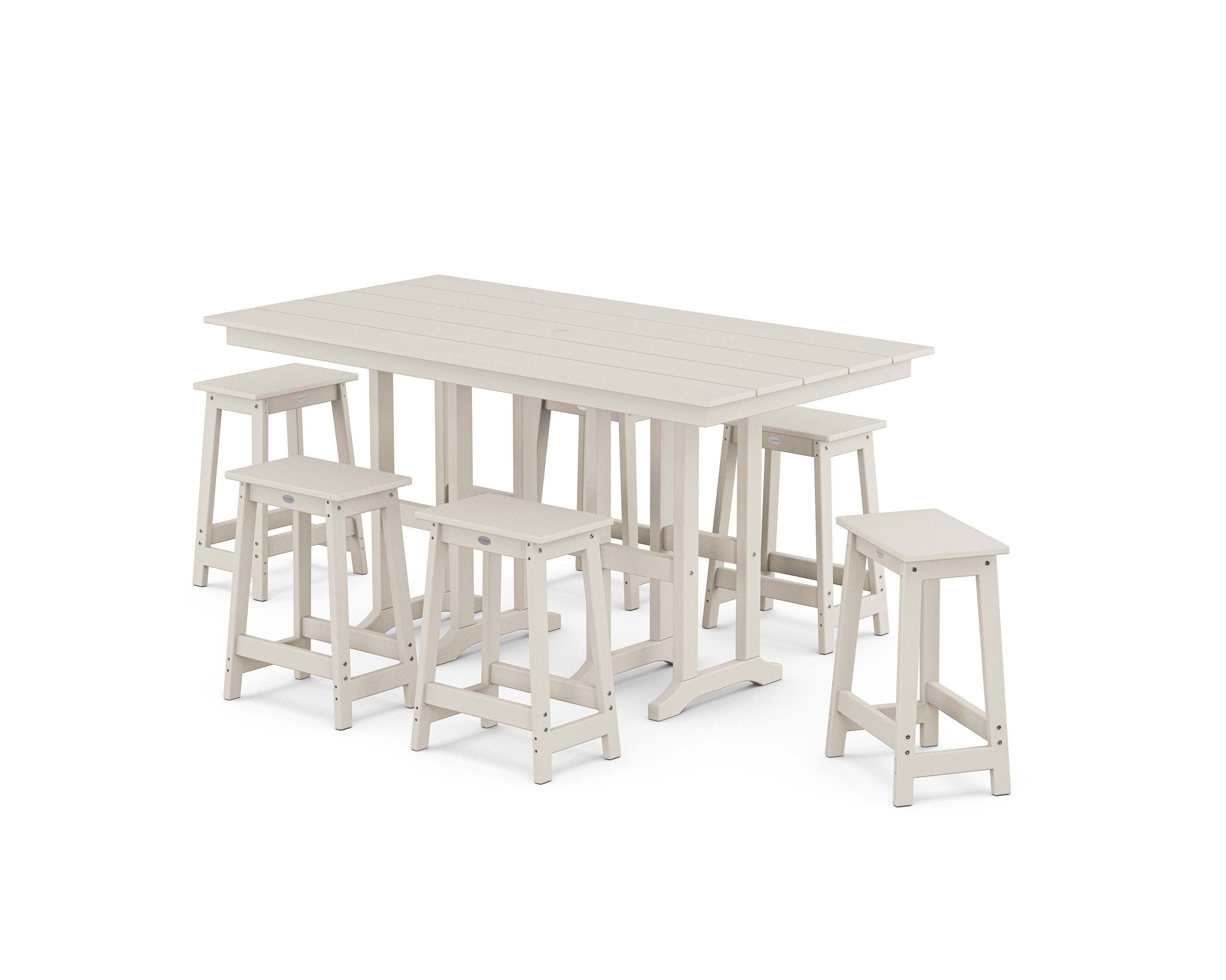 Modern Studio Counter Stool 7-Piece Set in Sand