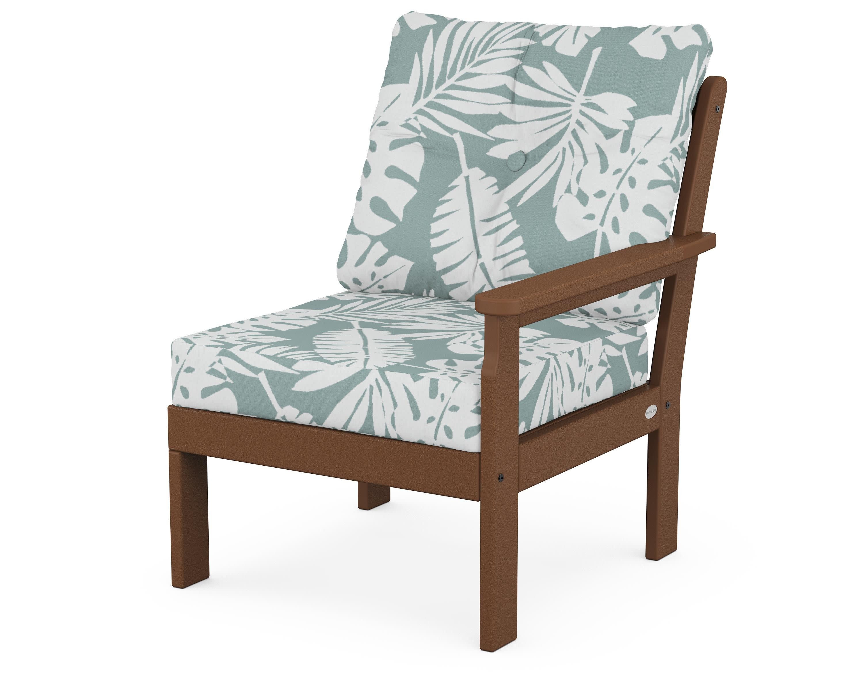 Vineyard Modular Right Arm Chair in Teak / Leaf Glacier Spa