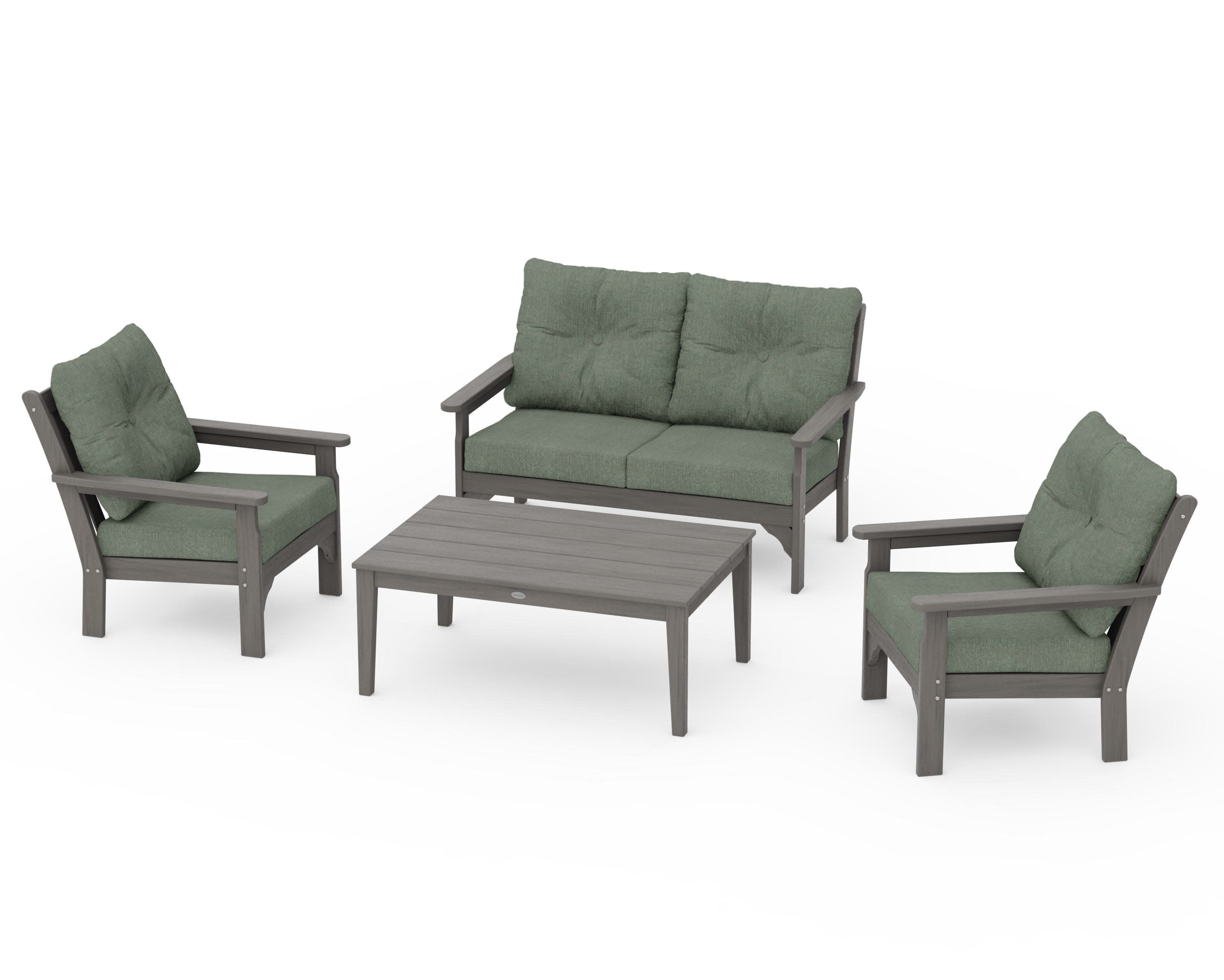 Vineyard 4-Piece Deep Seating Set in Driftwood / Cast Sage