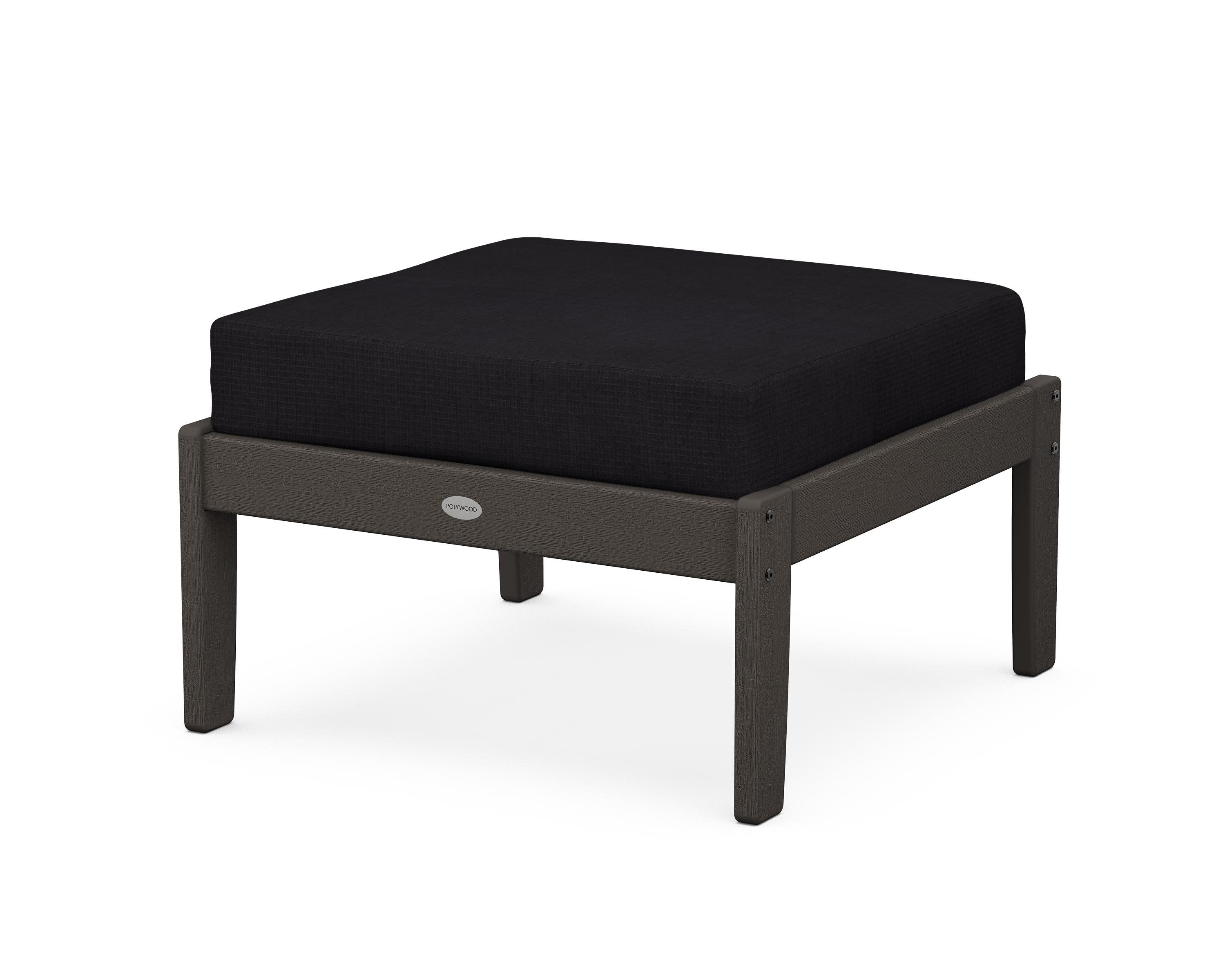 Braxton Deep Seating Ottoman in Vintage Coffee / Midnight Linen