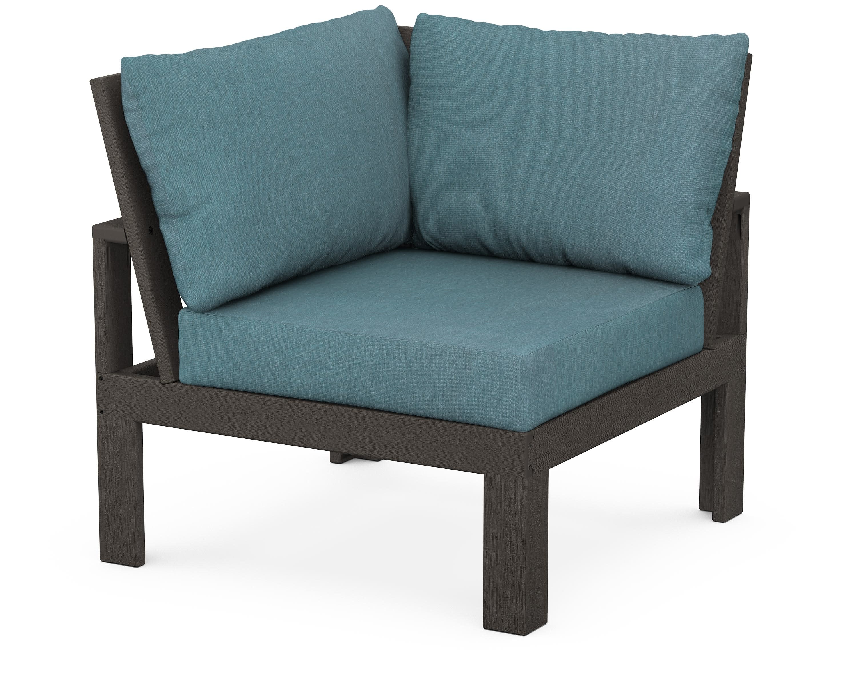 Modular Corner Chair in Vintage Coffee / Ocean Teal