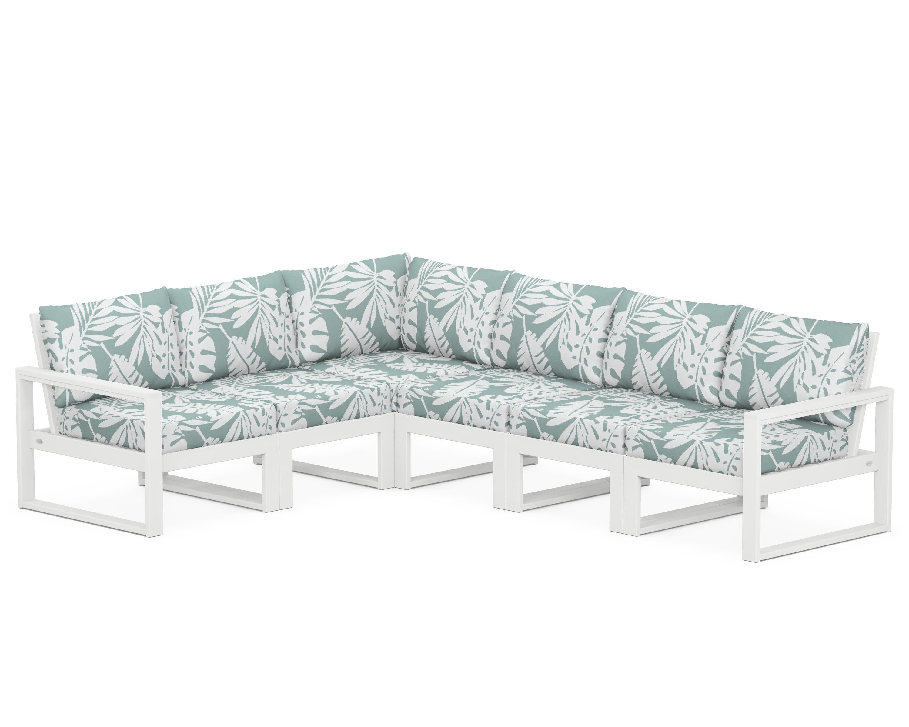 EDGE 6-Piece Modular Deep Seating Set in White / Leaf Glacier Spa