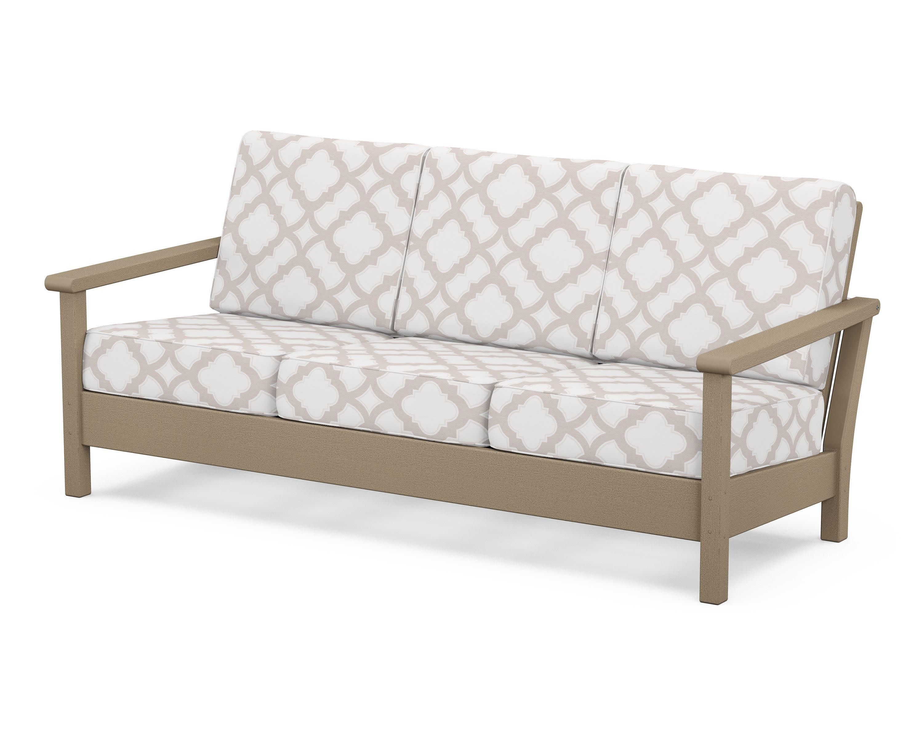 Harbour Deep Seating Sofa in Vintage Sahara / Trellis Dune Burlap