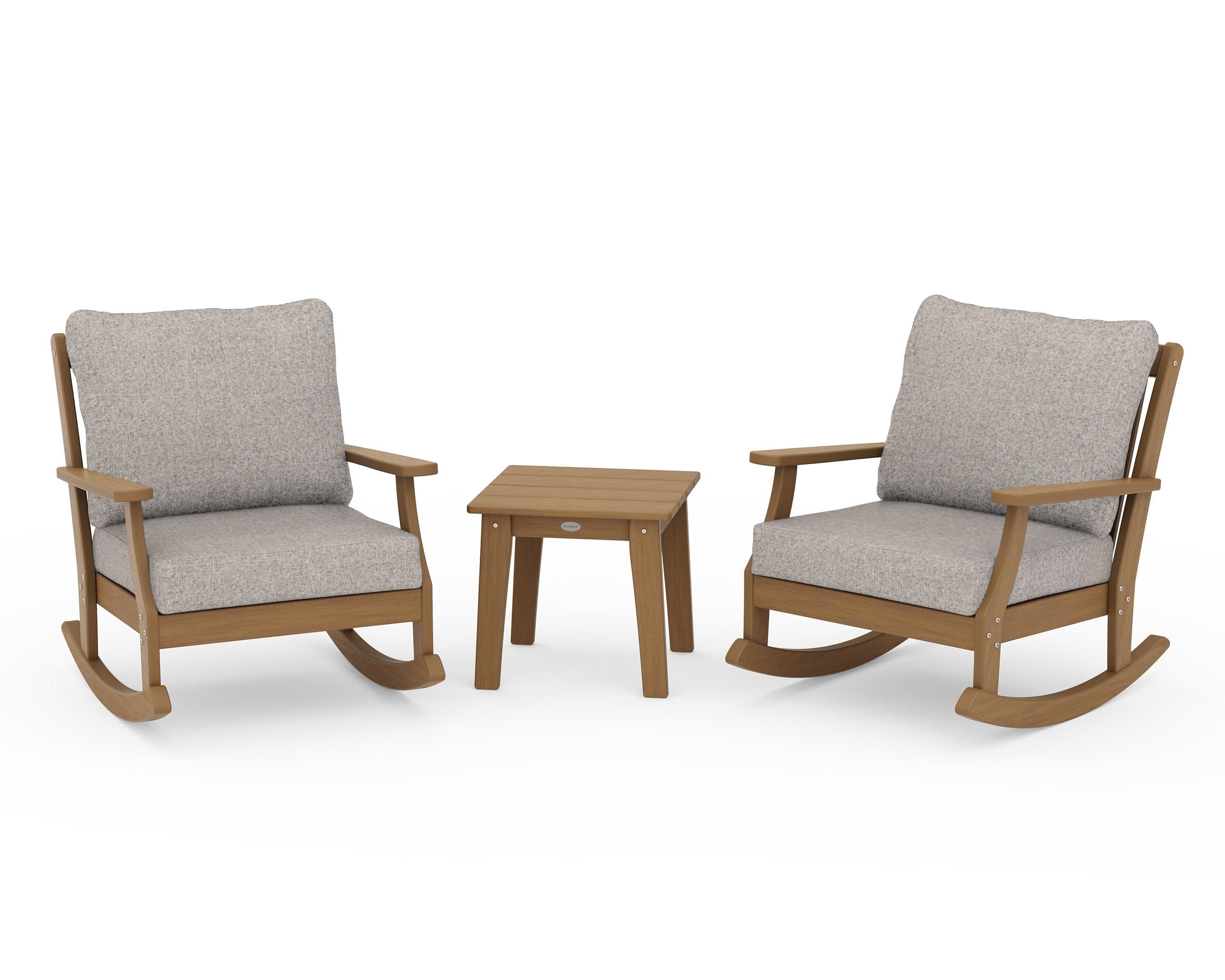 Braxton 3-Piece Deep Seating Rocker Set in Natural / Weathered Tweed