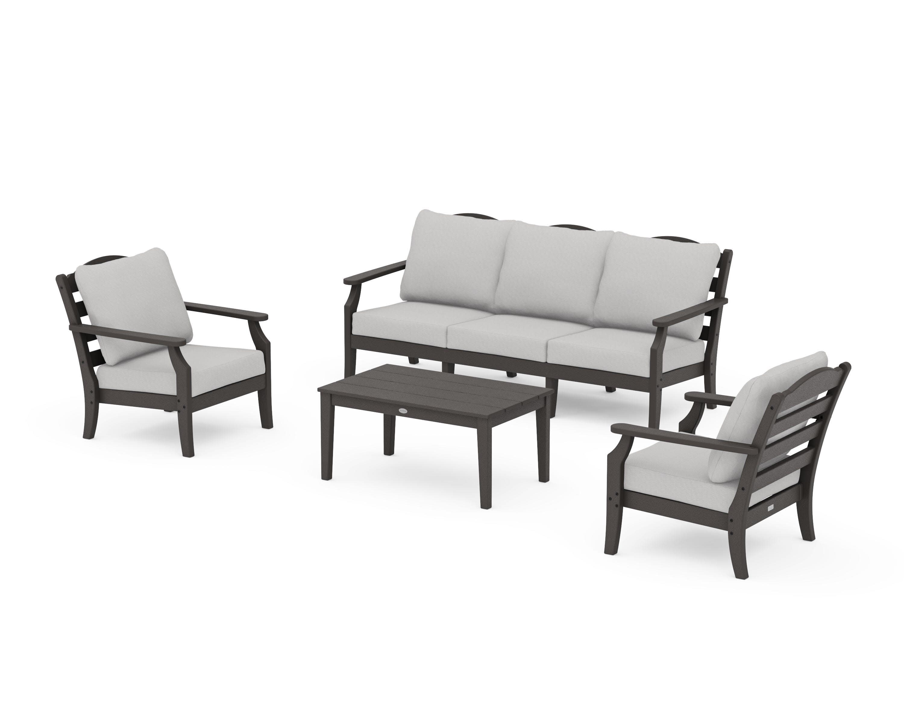 Savannah 4-Piece Deep Seating Set with Sofa in Vintage Coffee / Diamond in the Rough