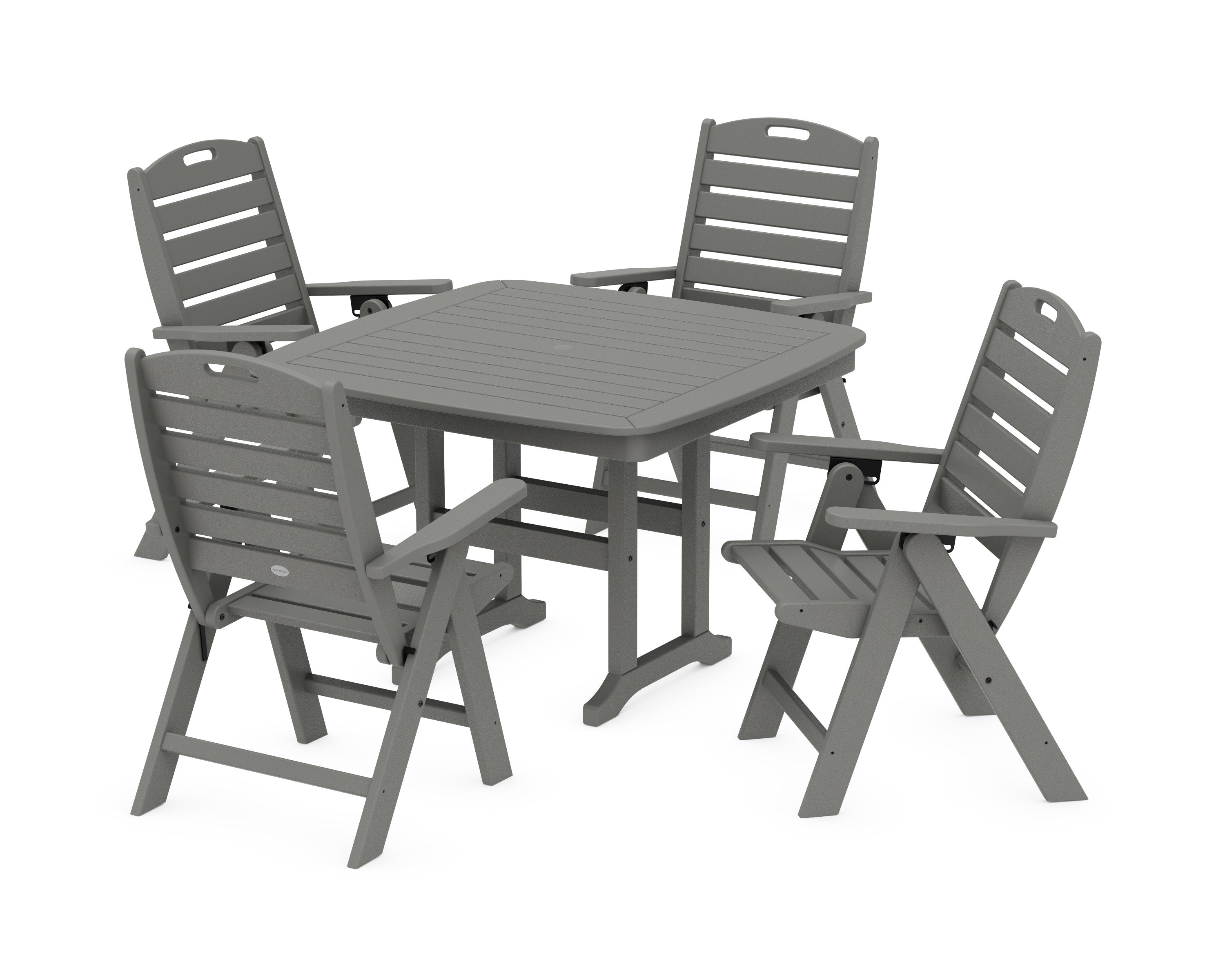 Nautical Highback Chair 5-Piece Dining Set in Slate Grey