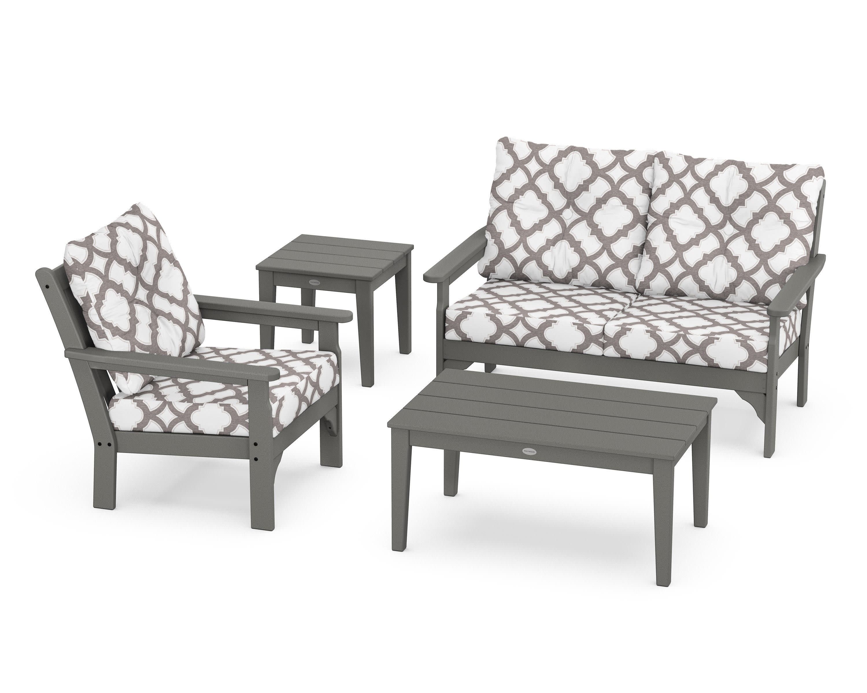Vineyard 4-Piece Deep Seating Set in Slate Grey / Trellis Grey Mist