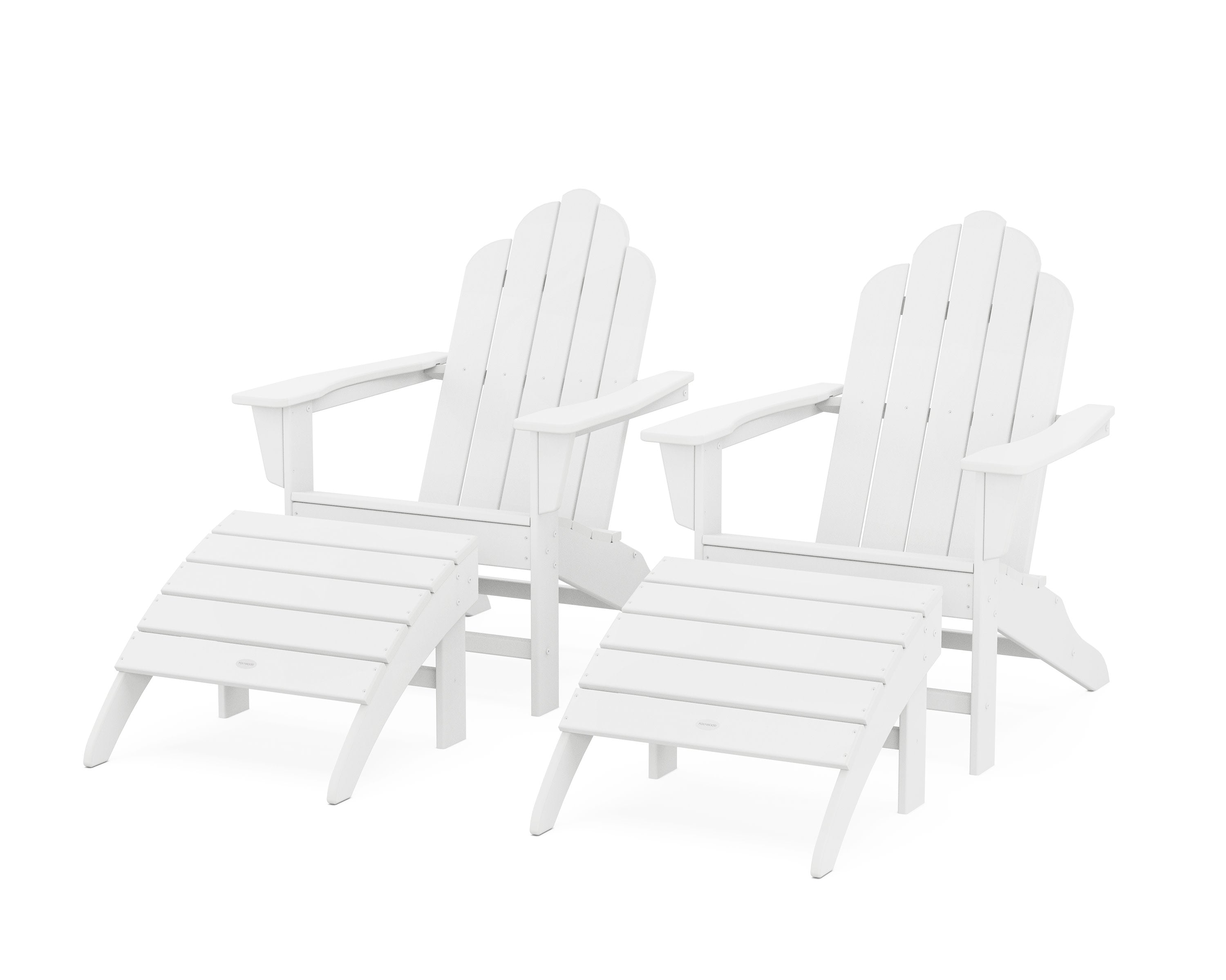 Long Island Adirondack Chair 4-Piece Set with Ottomans in White