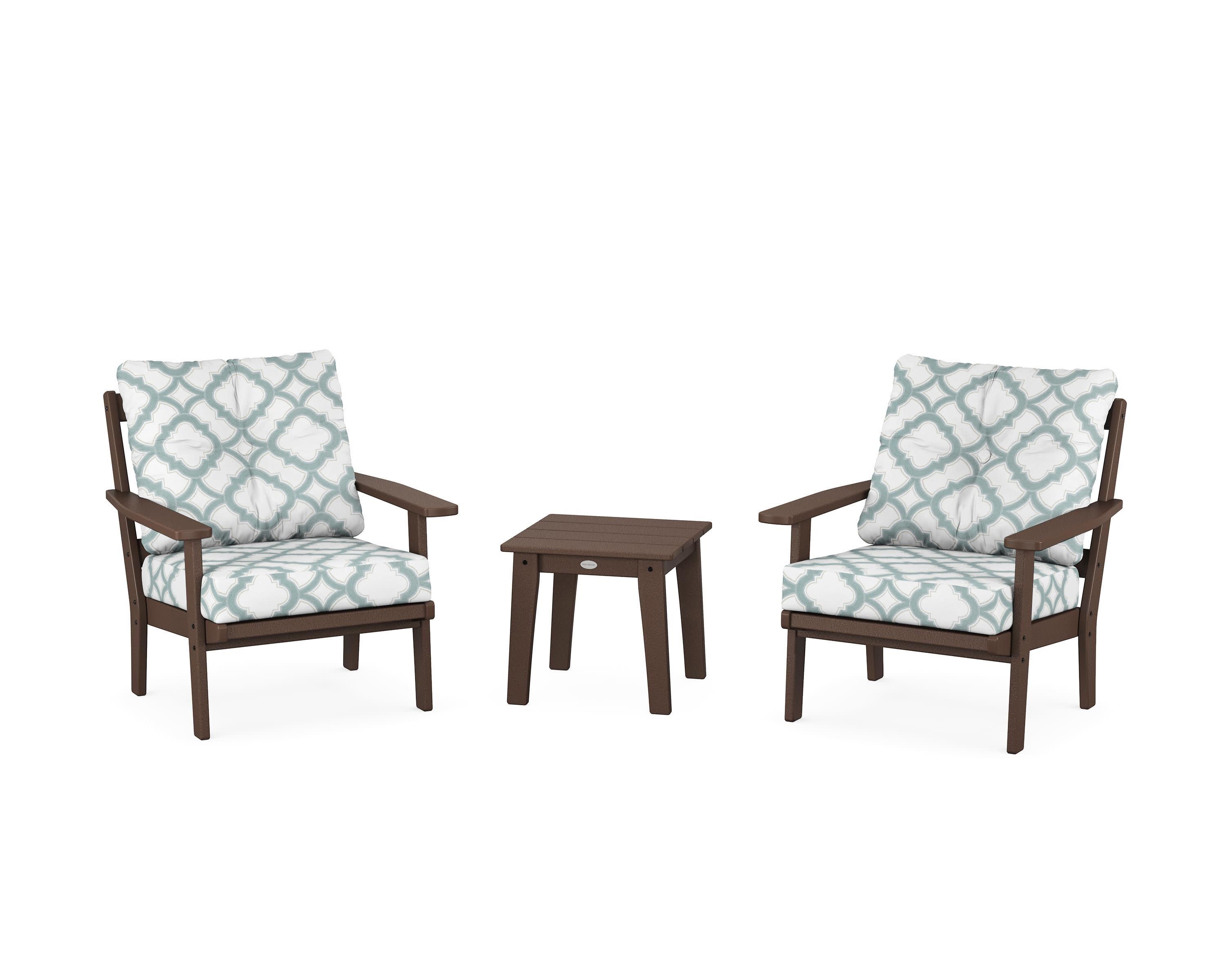 Oxford 3-Piece Deep Seating Set in Mahogany / Trellis Glacier Spa