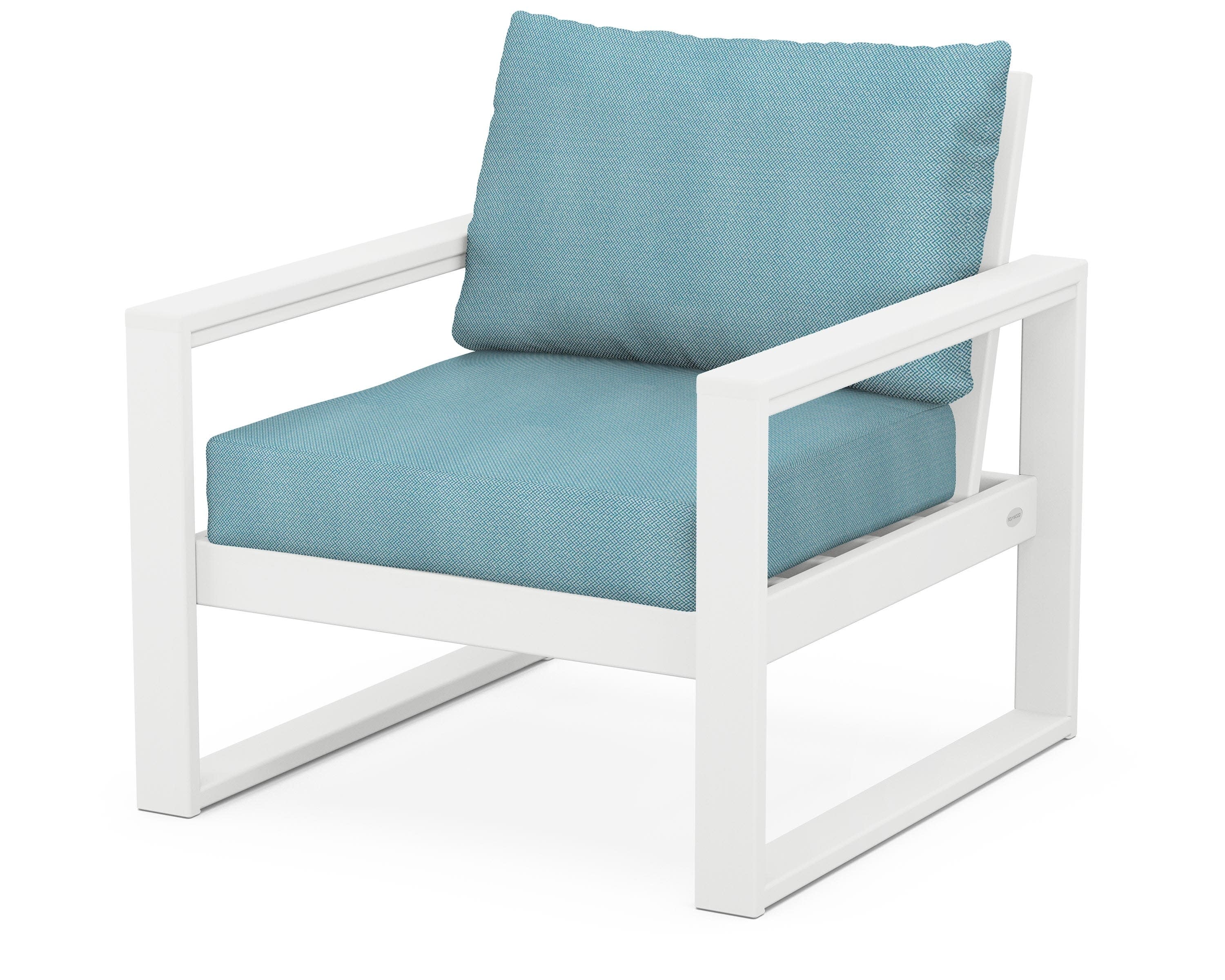 EDGE Club Chair in White / Lattice Sky Blue