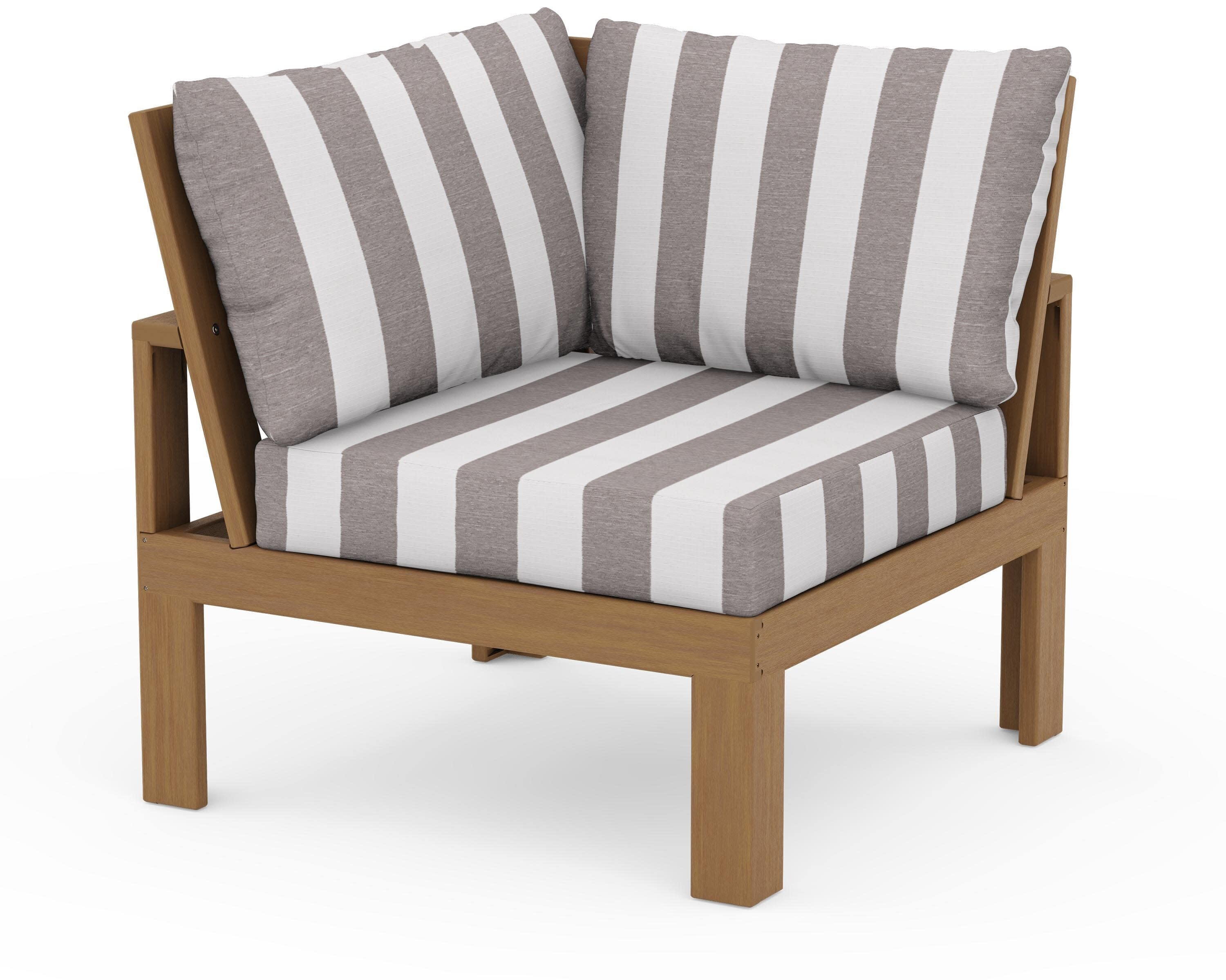 Modular Corner Chair in Natural / Cabana Stripe Grey Mist