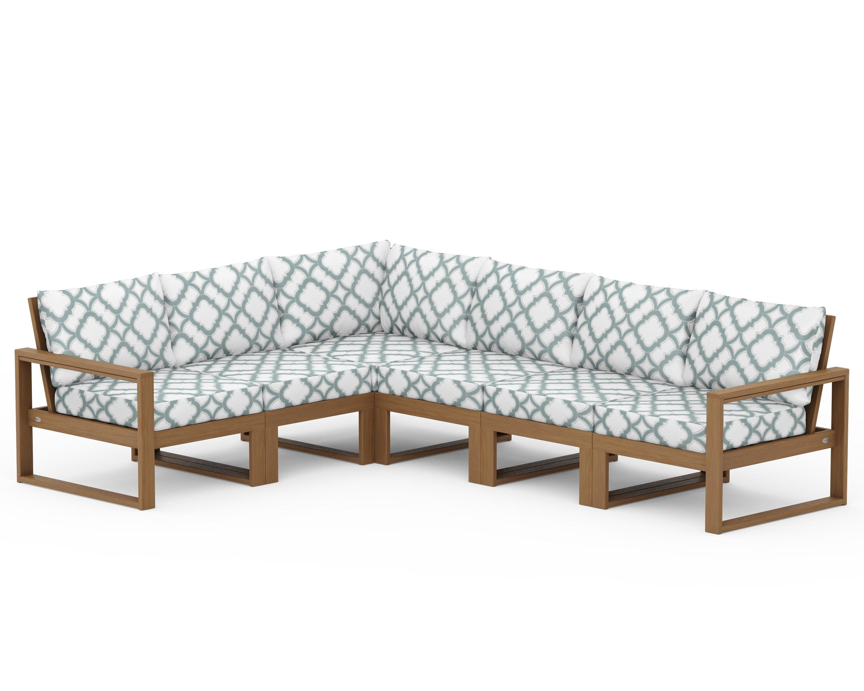 EDGE 6-Piece Modular Deep Seating Set in Natural / Trellis Glacier Spa