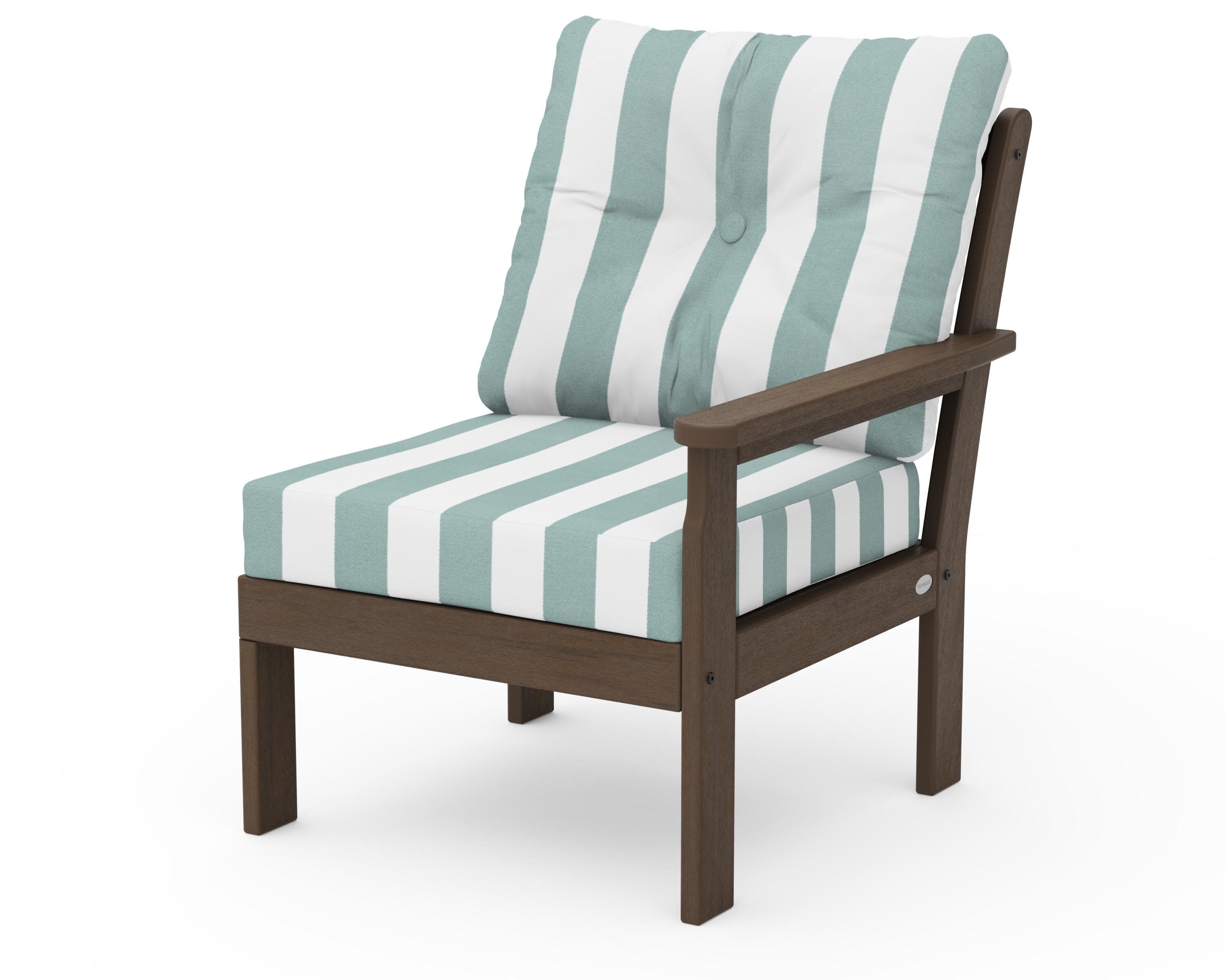 Vineyard Modular Right Arm Chair in Kona / Cabana Stripe Glacier Spa