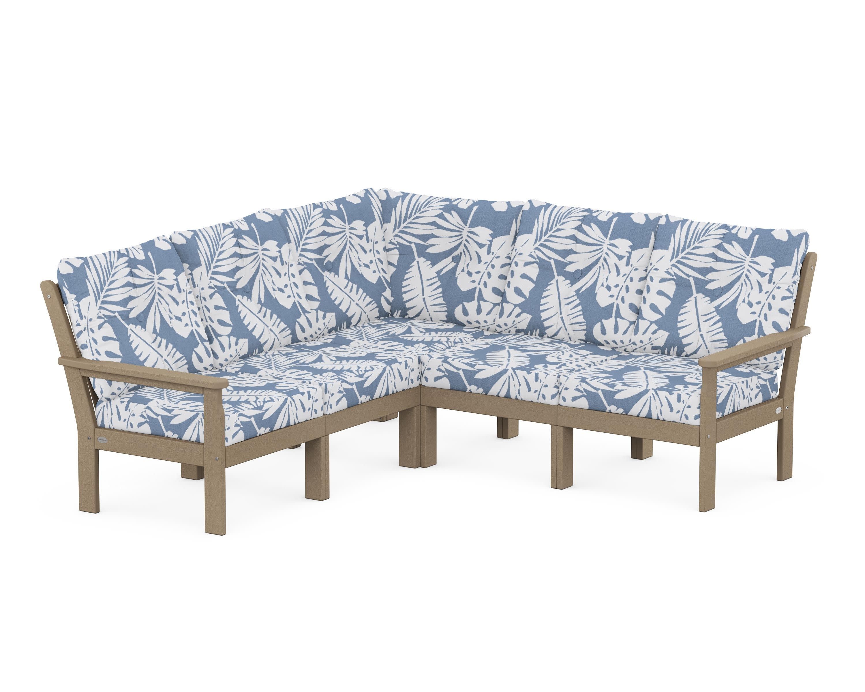 Vineyard 5-Piece Sectional in Vintage Sahara / Leaf Sky Blue