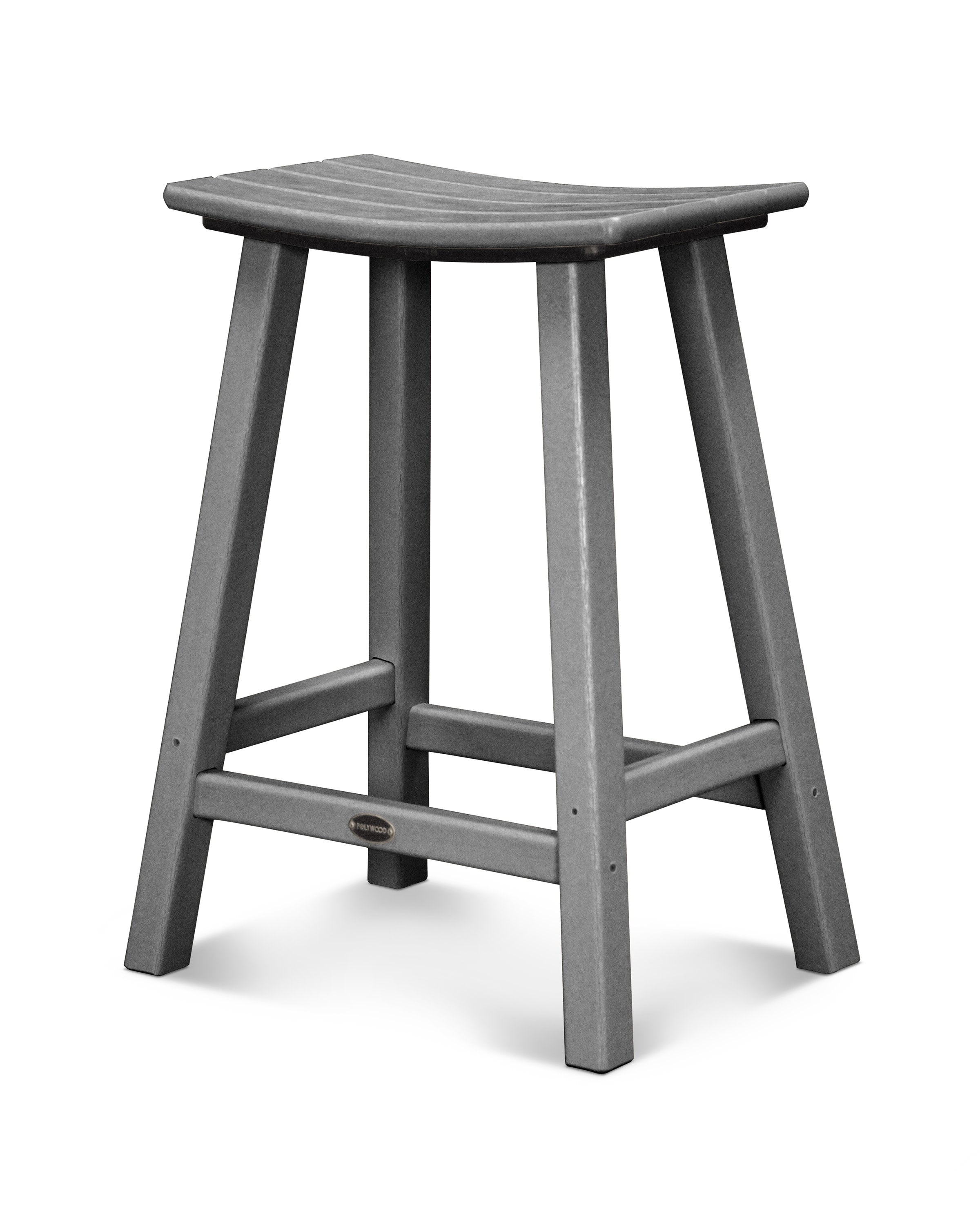 Traditional 24" Saddle Counter Stool in Slate Grey