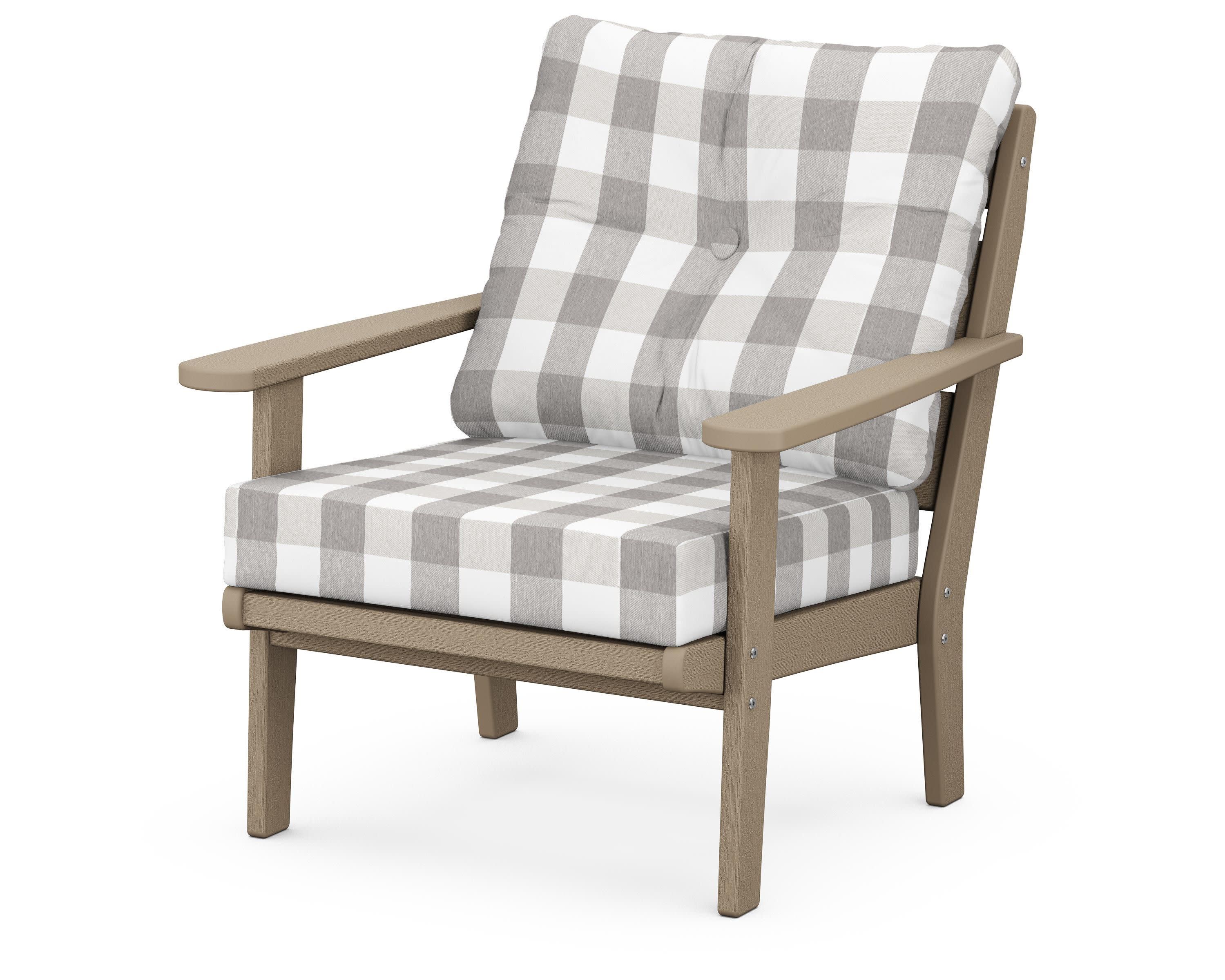 Lakeside Deep Seating Chair in Vintage Sahara / Buffalo Plaid Grey Mist