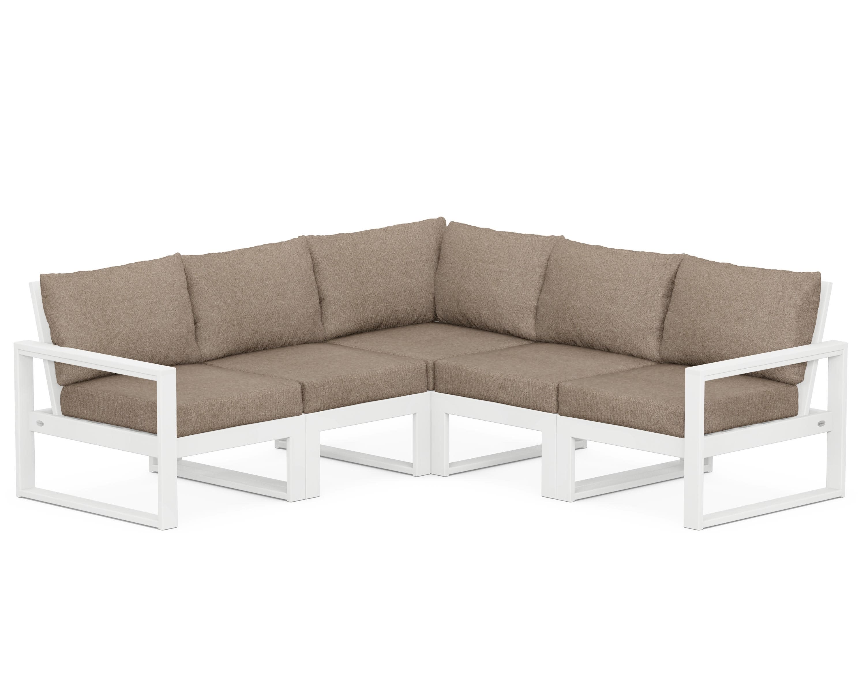 EDGE 5-Piece Modular Deep Seating Set in White / Spiced Burlap
