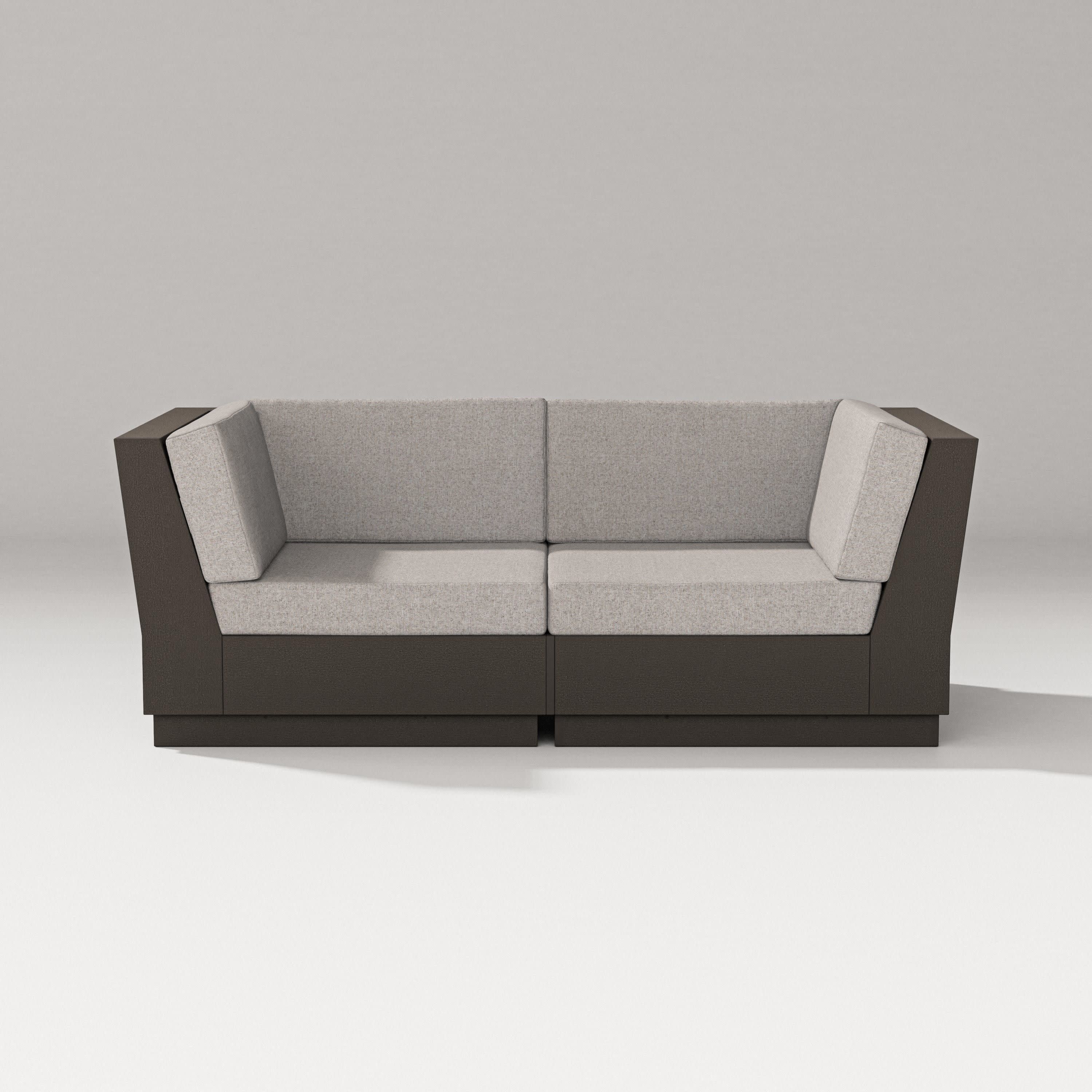 Elevate Loveseat Sectional in Vintage Coffee / Weathered Tweed