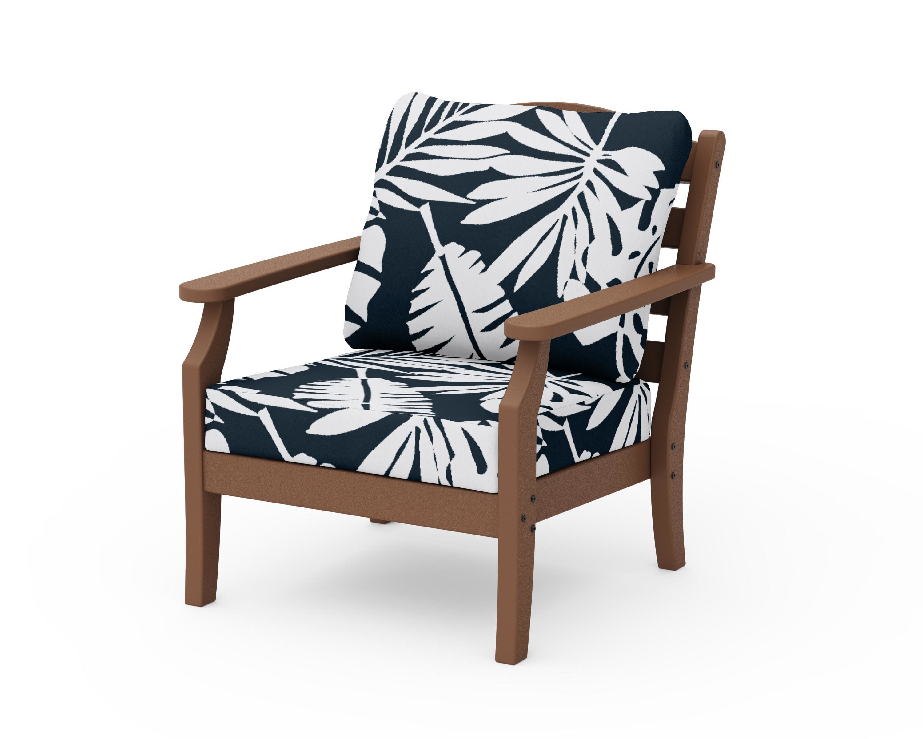 Savannah Deep Seating Chair in Teak / Leaf Marine Indigo