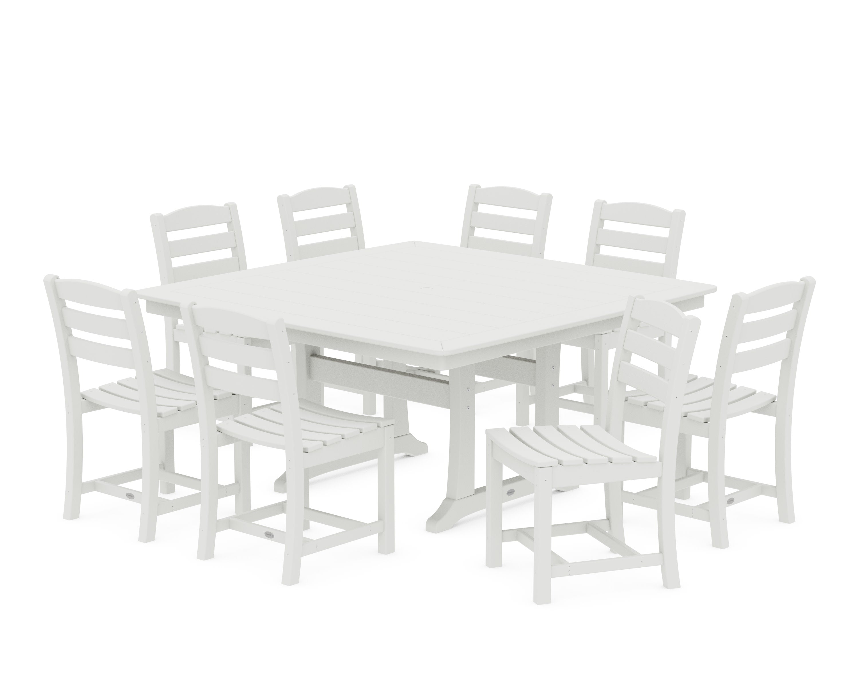 La Casa Caf 9-Piece Nautical Trestle Dining Set in Vintage White