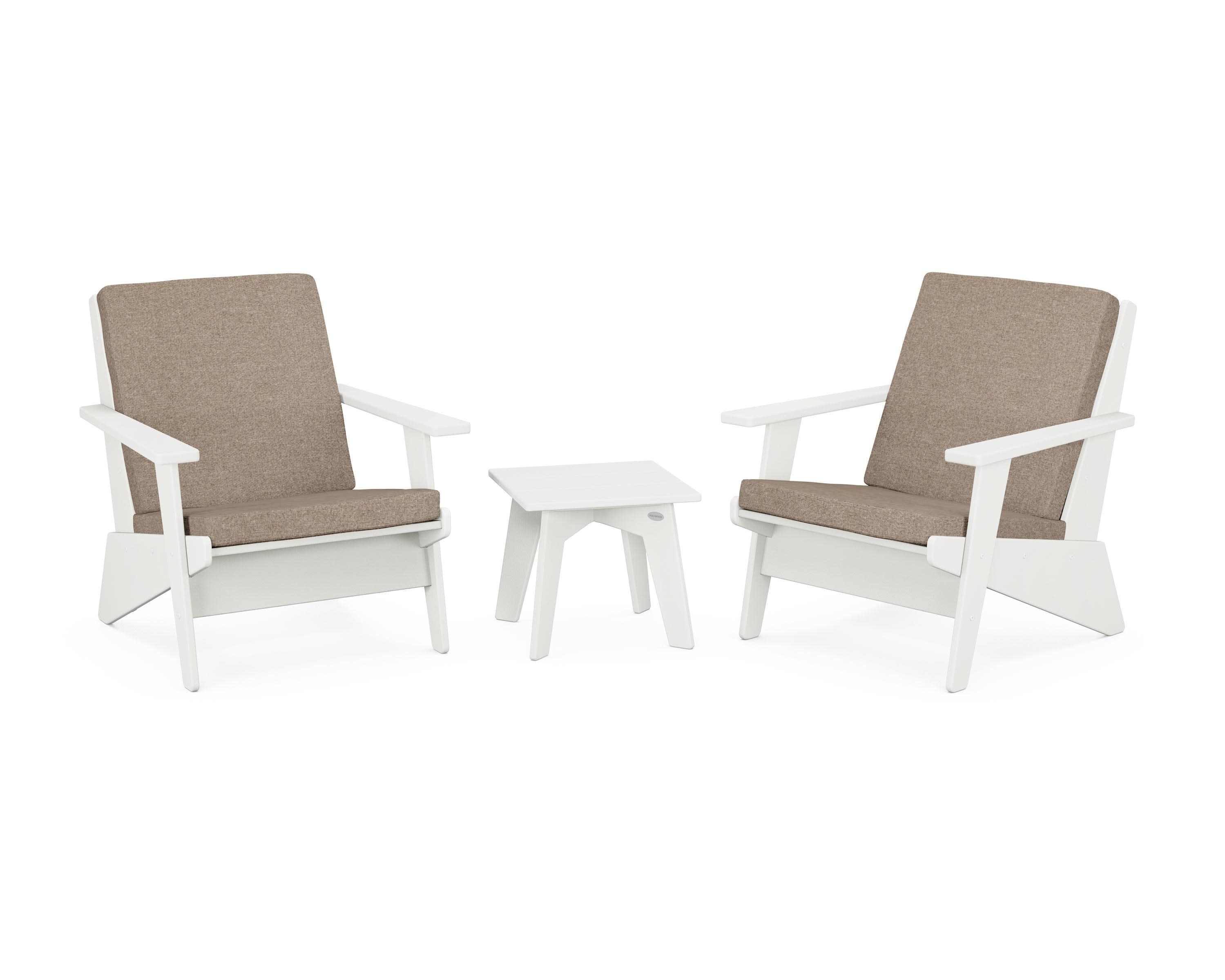 Riviera Modern Lounge 3-Piece Set in Vintage White / Spiced Burlap