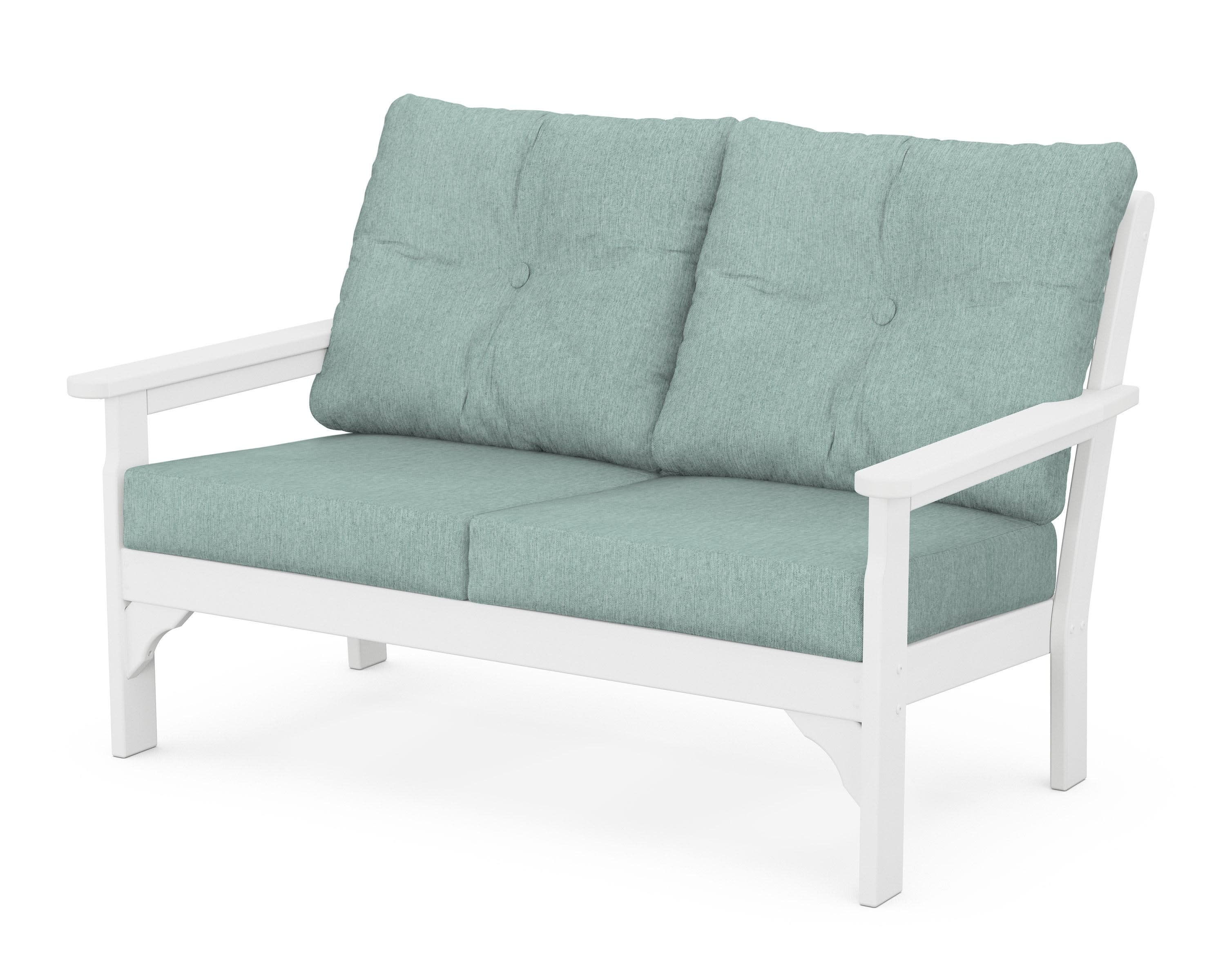 Vineyard Deep Seating Loveseat in White / Glacier Spa