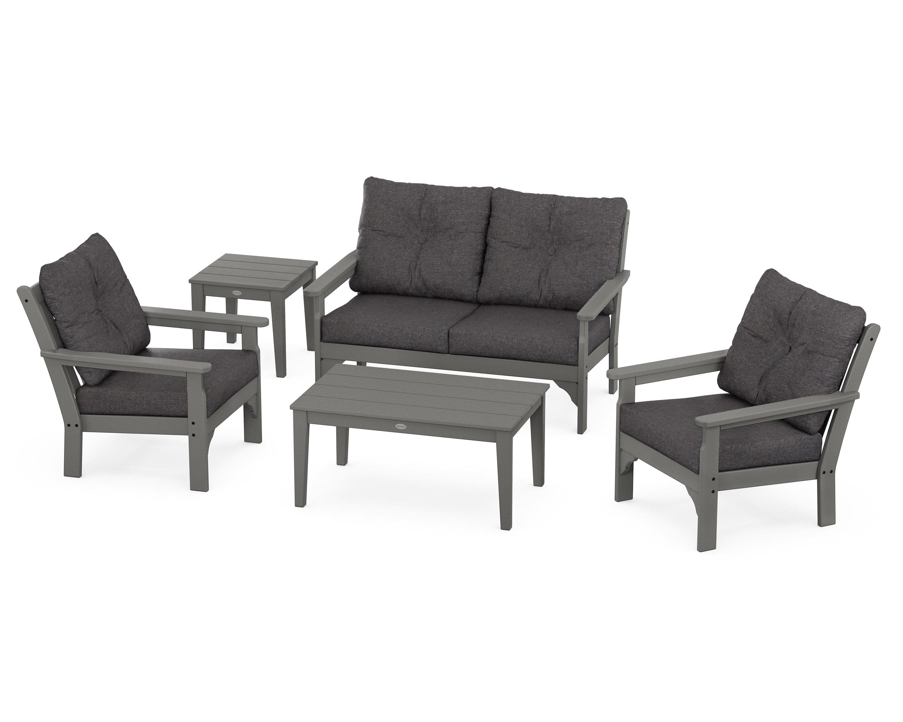 Vineyard 5-Piece Deep Seating Set in Slate Grey / Ash Charcoal