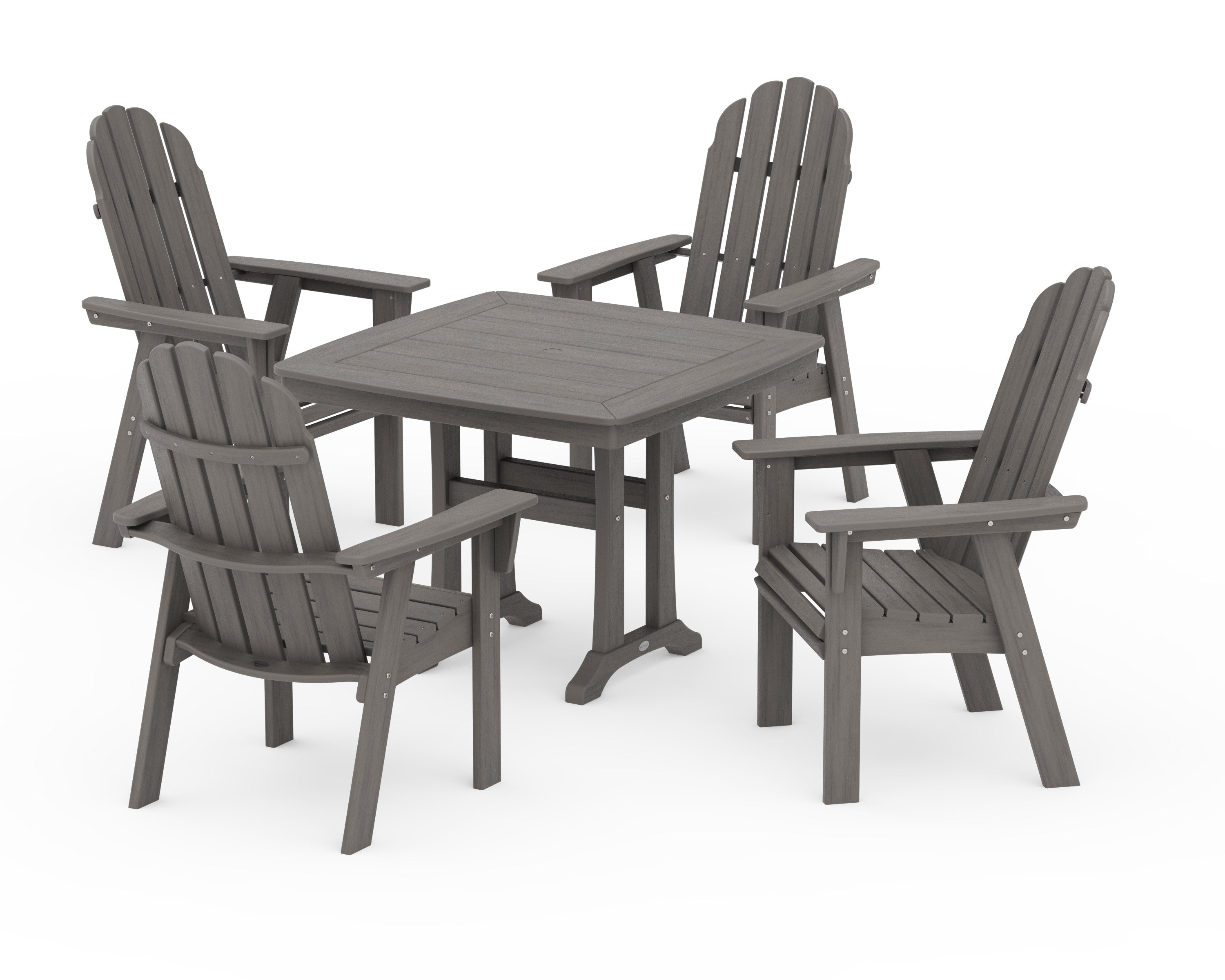 Vineyard Adirondack 5-Piece Dining Set with Trestle Legs in Driftwood
