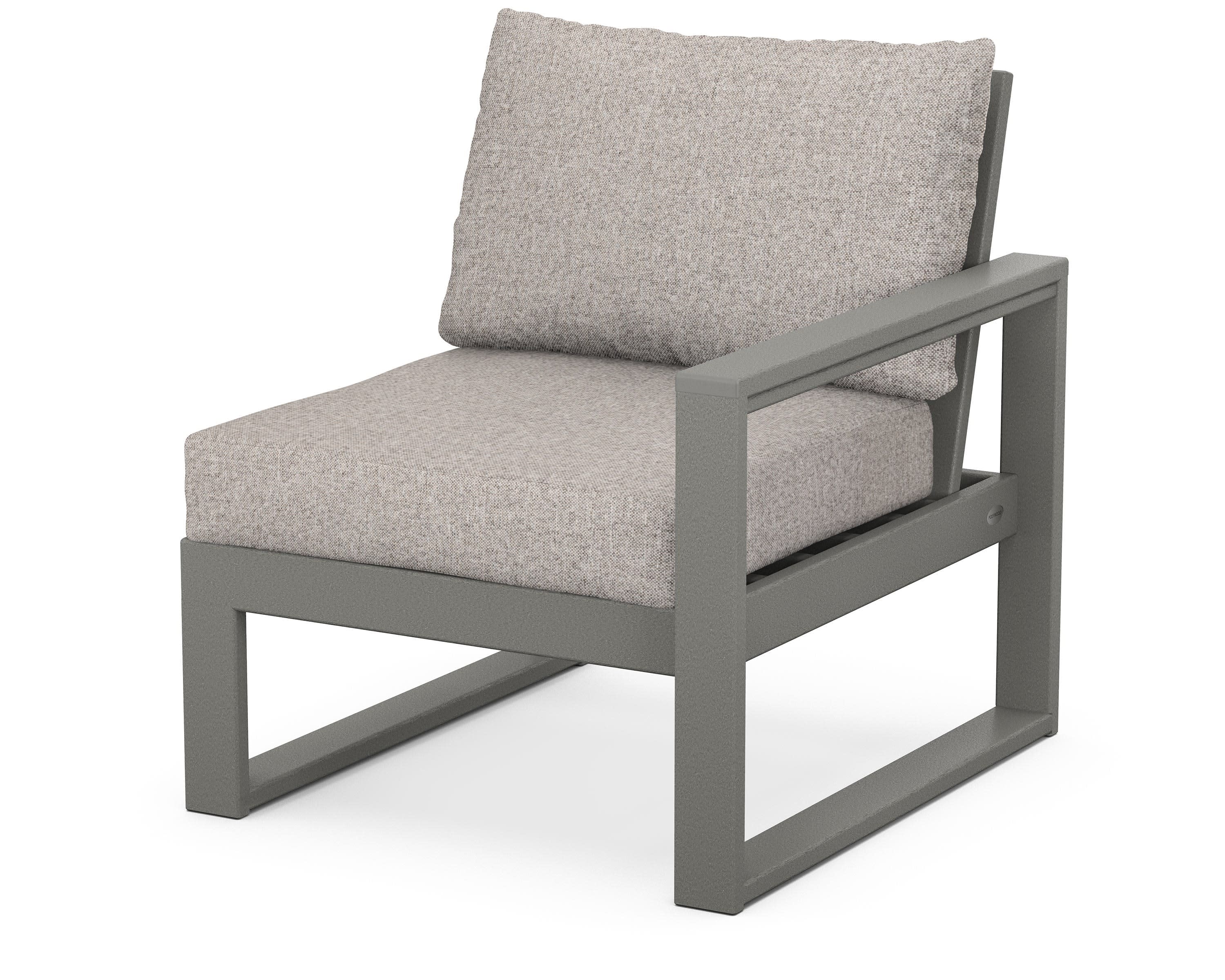 EDGE Modular Right Arm Chair in Slate Grey / Weathered Tweed