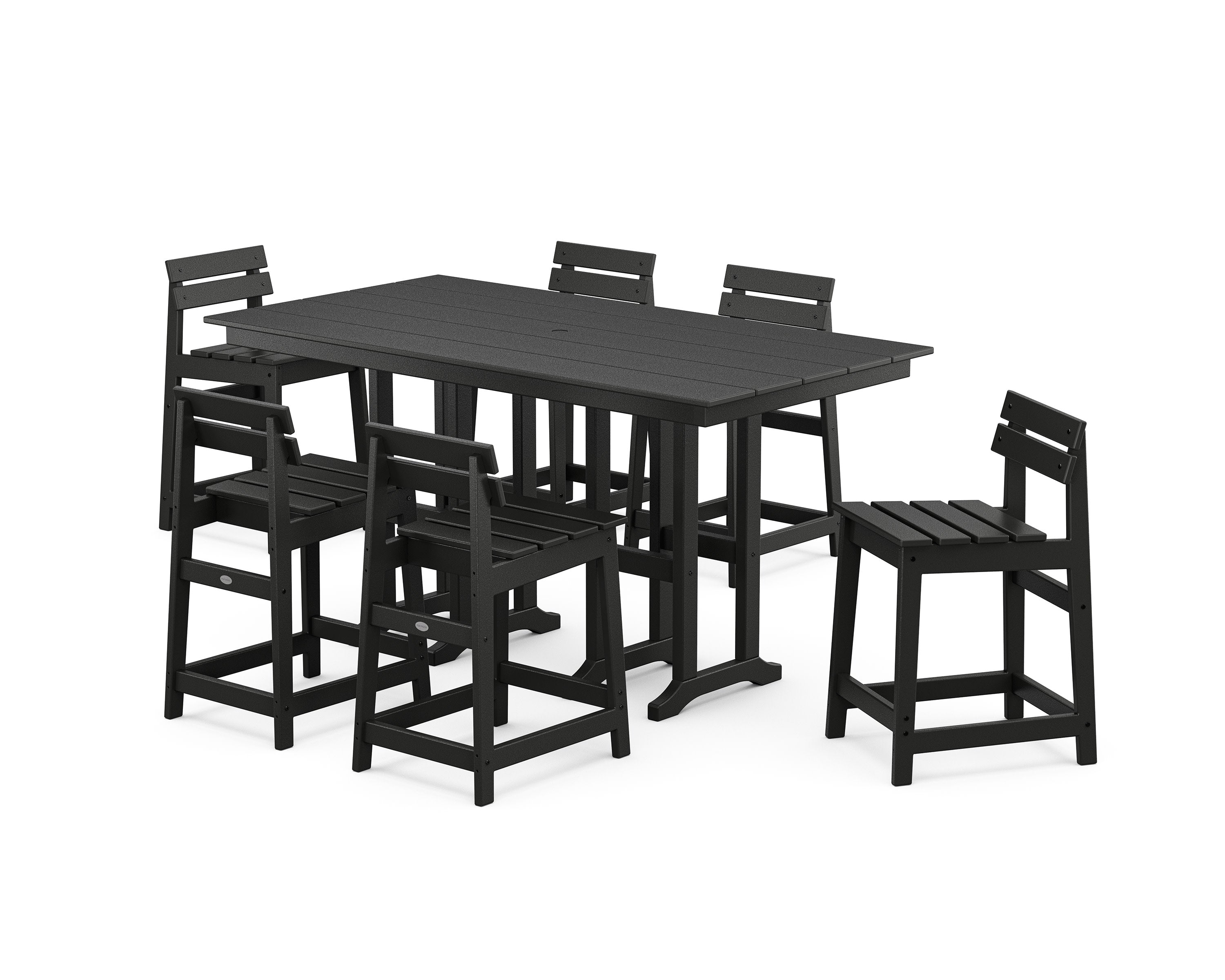 Modern Studio Plaza Lowback Counter Chair 7-Piece Set in Black
