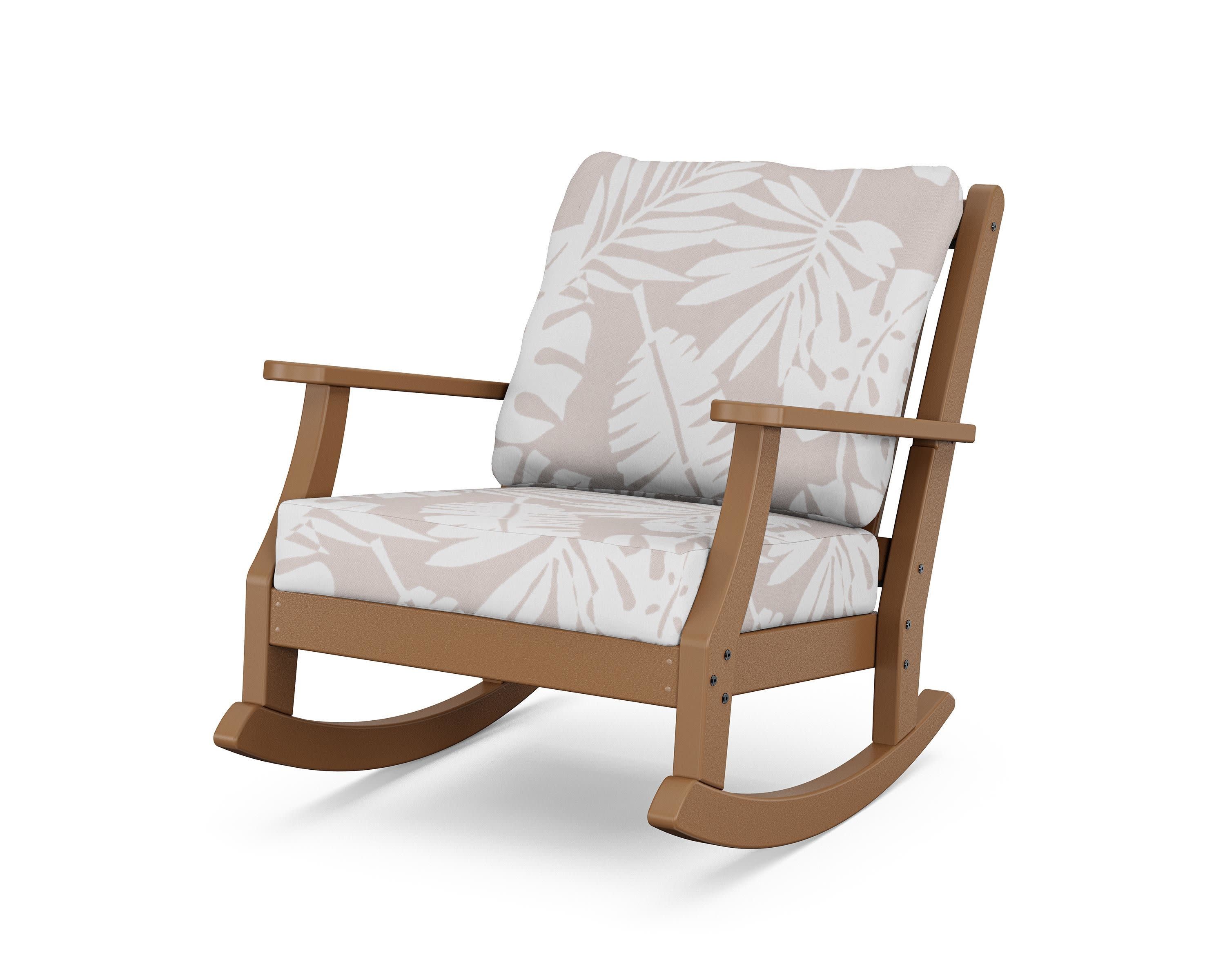 Wovendale Deep Seating Rocking Chair in Teak / Leaf Dune Burlap