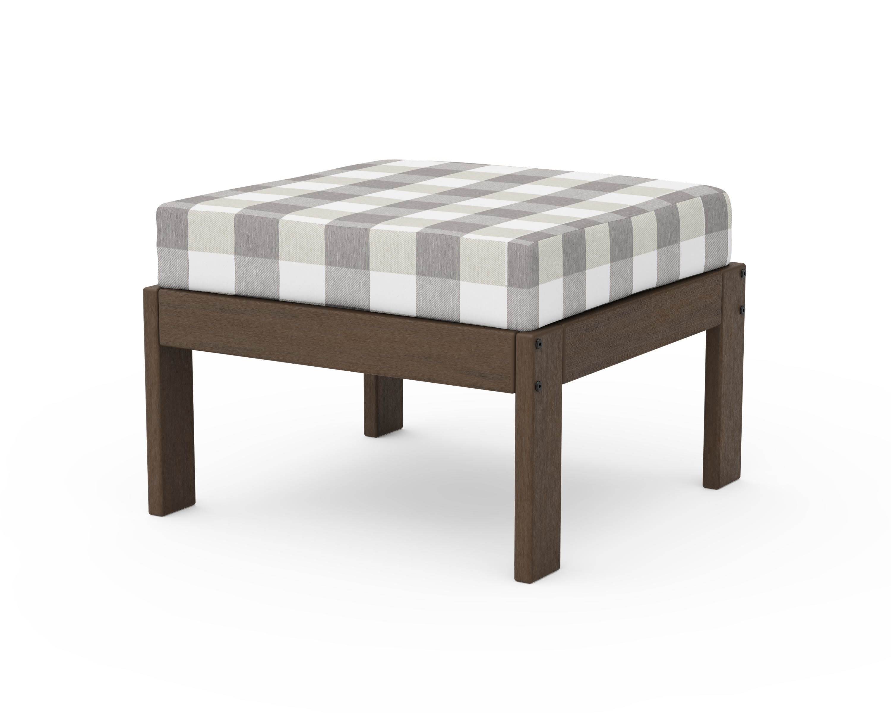 Vineyard Modular Ottoman in Kona / Buffalo Plaid Grey Mist