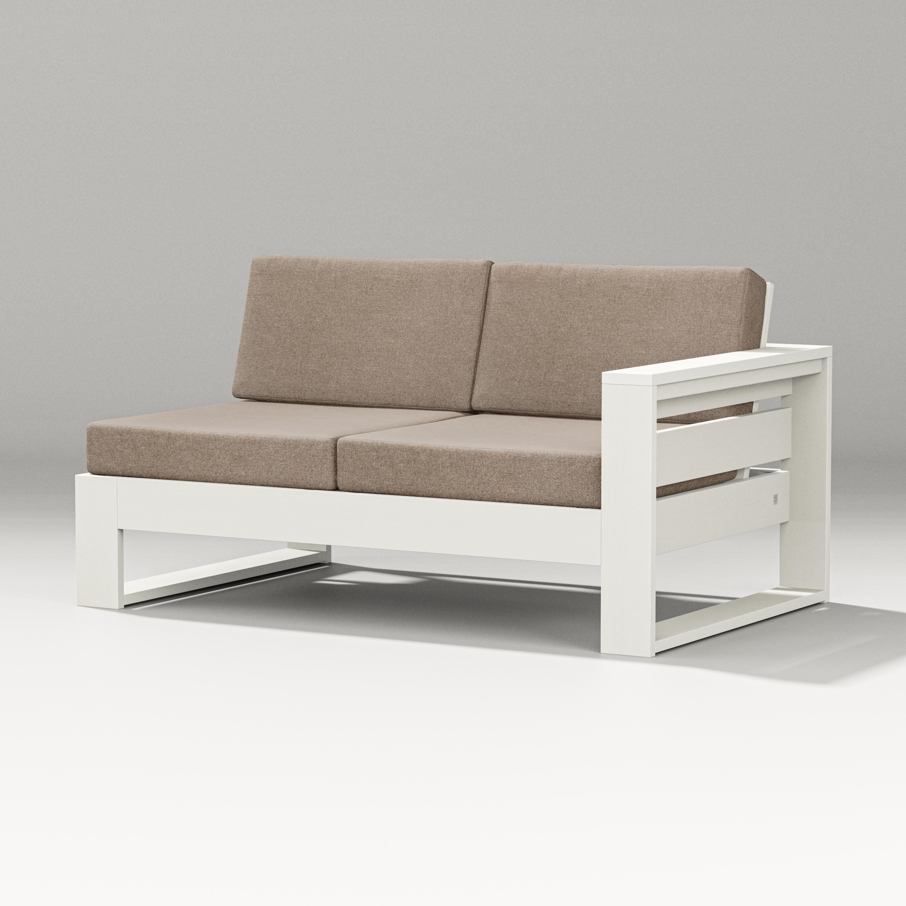 Latitude Modular Right Arm Loveseat in Vintage White / Spiced Burlap