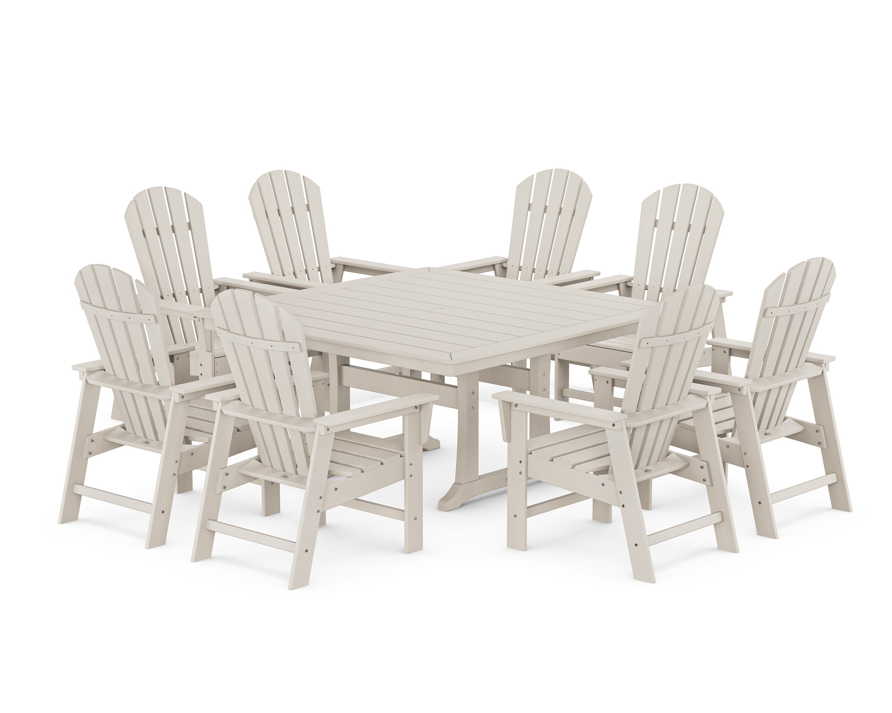 South Beach 9-Piece Square Dining Set with Trestle Legs in Sand