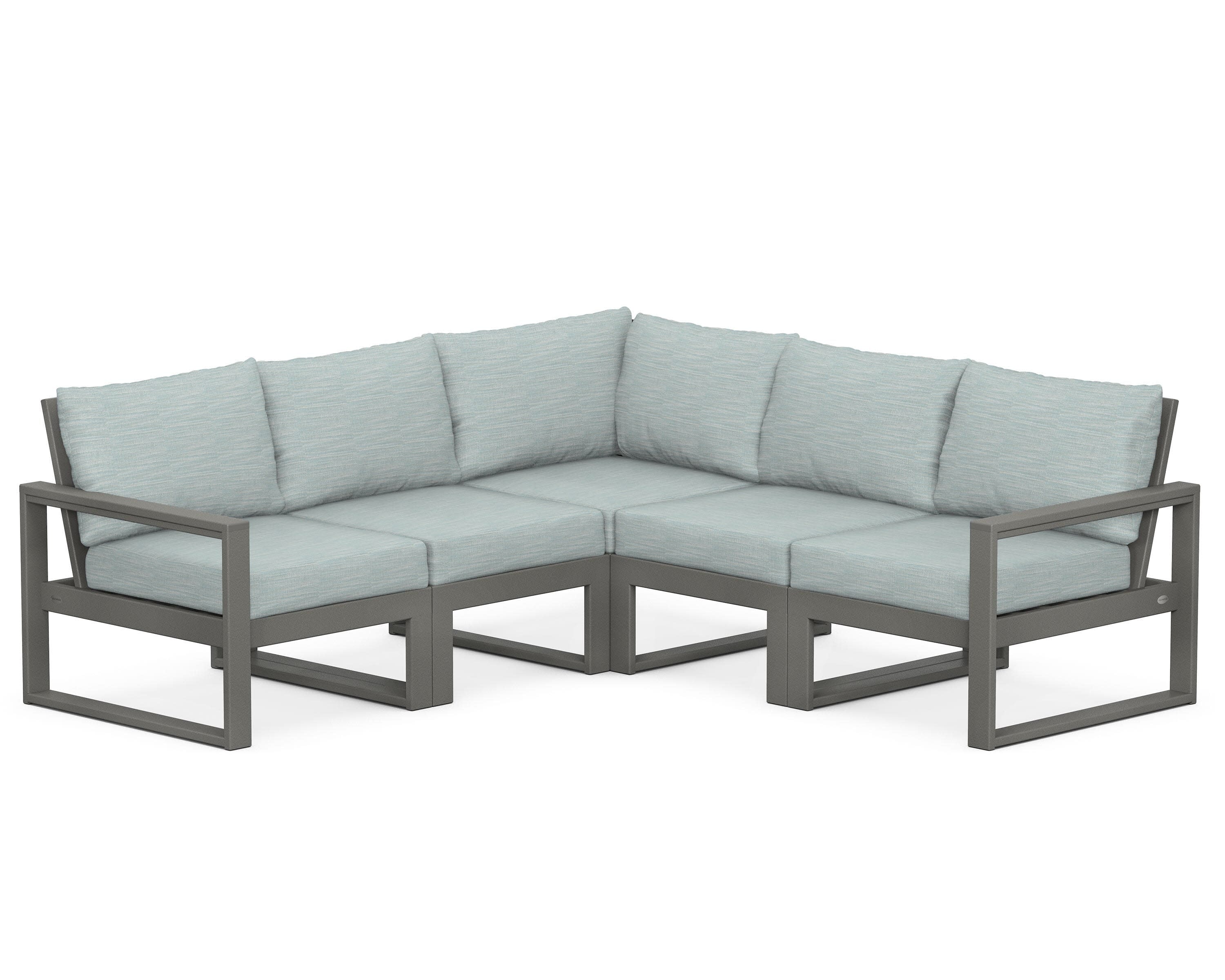 EDGE 5-Piece Modular Deep Seating Set in Slate Grey / Soothe Mist
