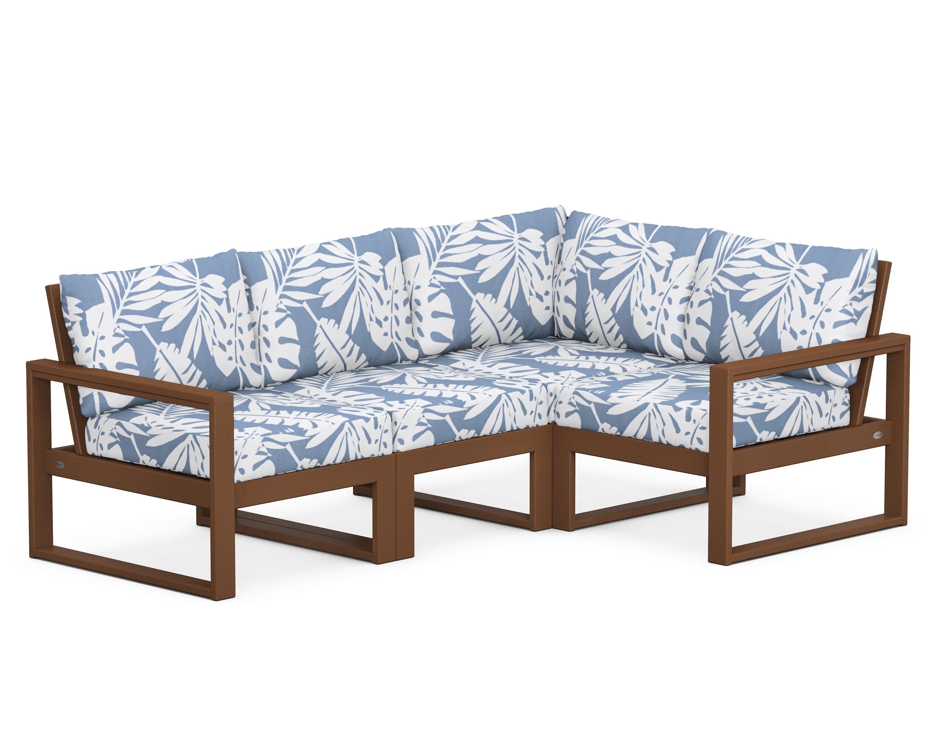 EDGE 4-Piece Modular Deep Seating Set in Teak / Leaf Sky Blue