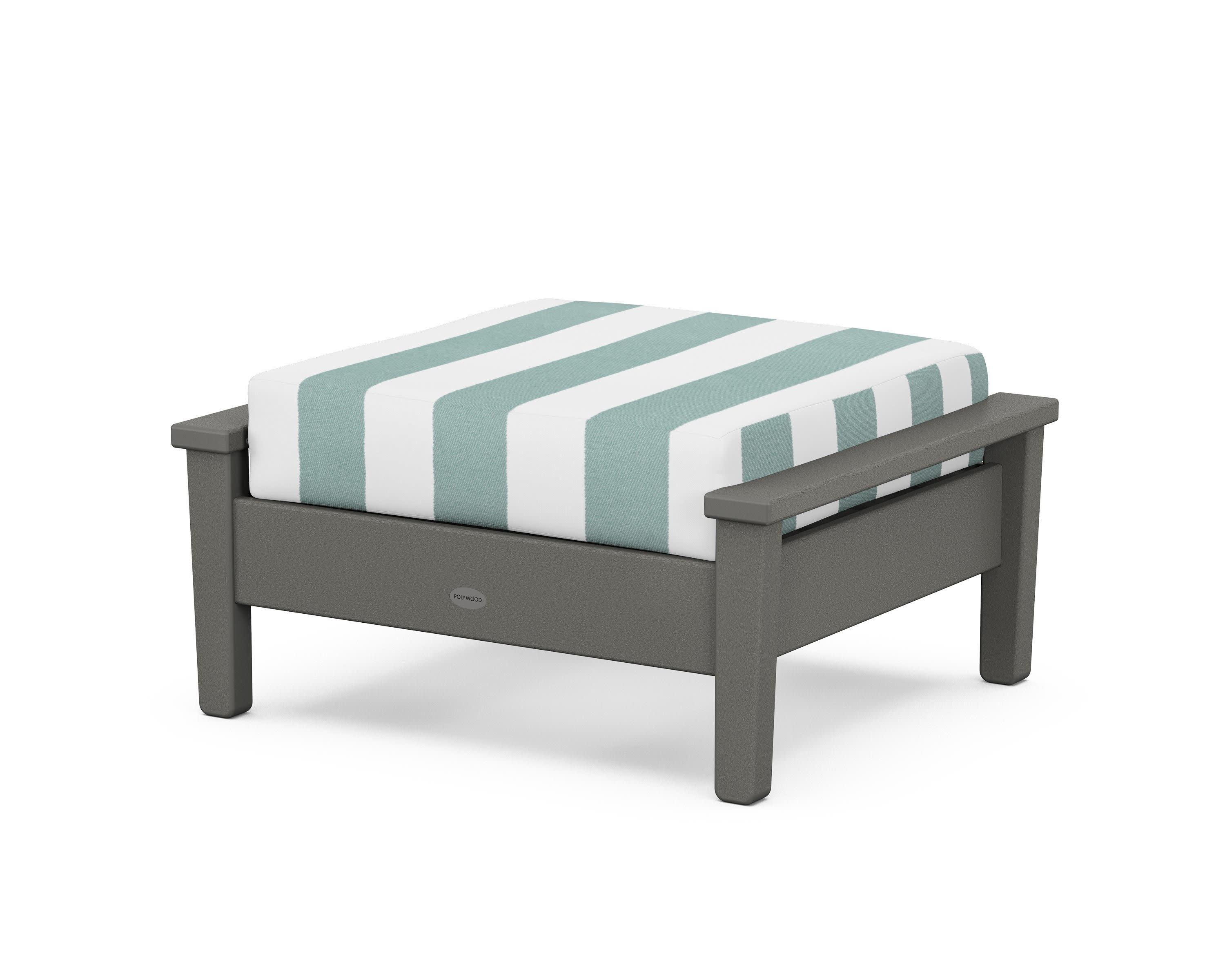 Prescott Deep Seating Ottoman in Slate Grey / Cabana Stripe Glacier Spa