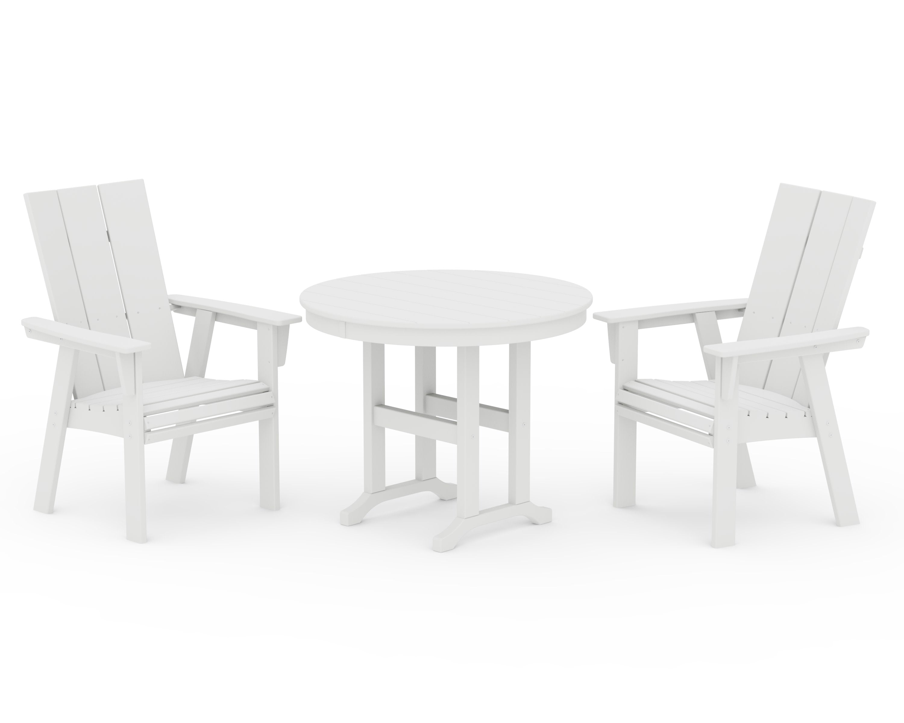 Modern Adirondack 3-Piece Round Dining Set in White