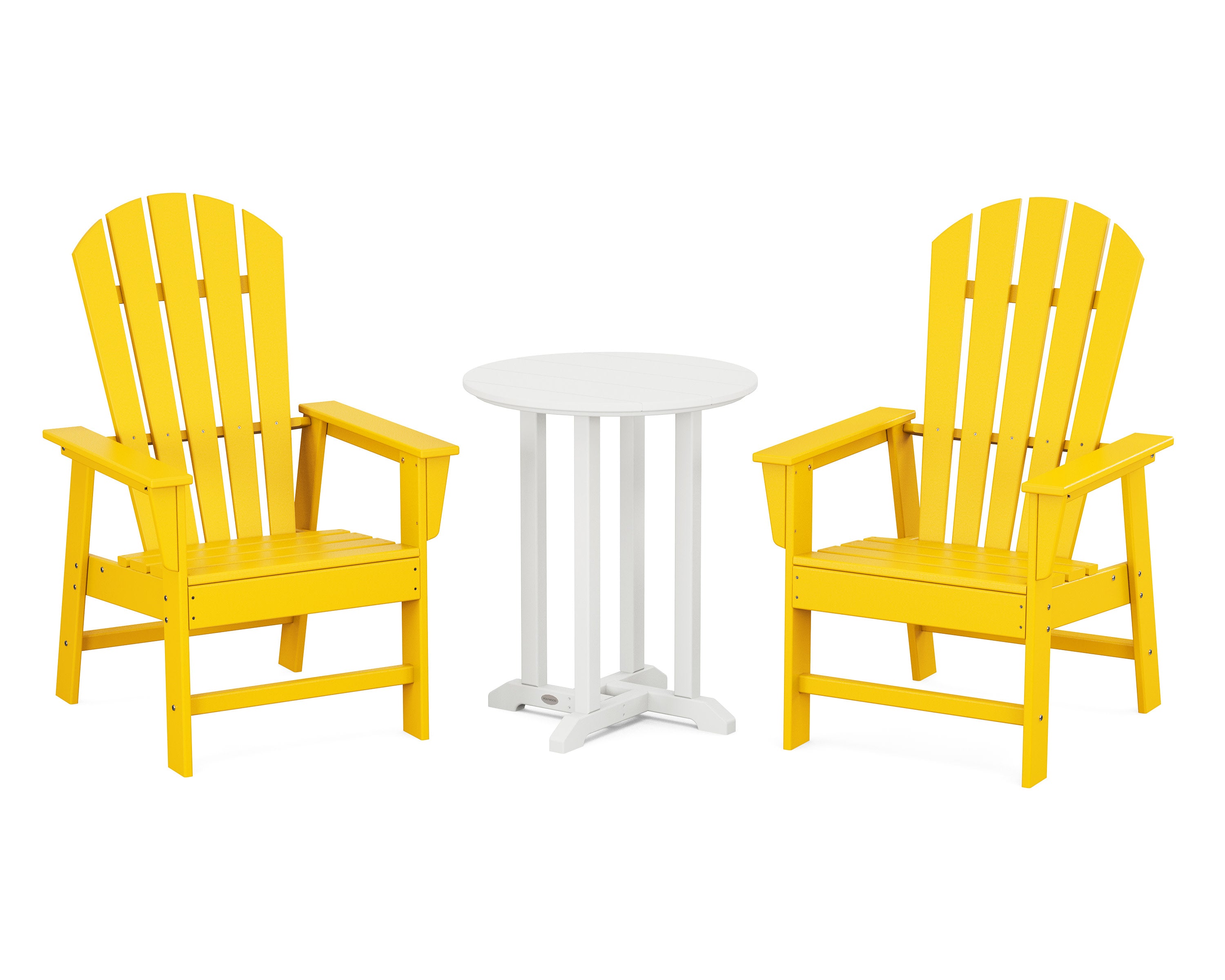 South Beach 3-Piece Round Farmhouse Bistro Dining Set in Lemon / White