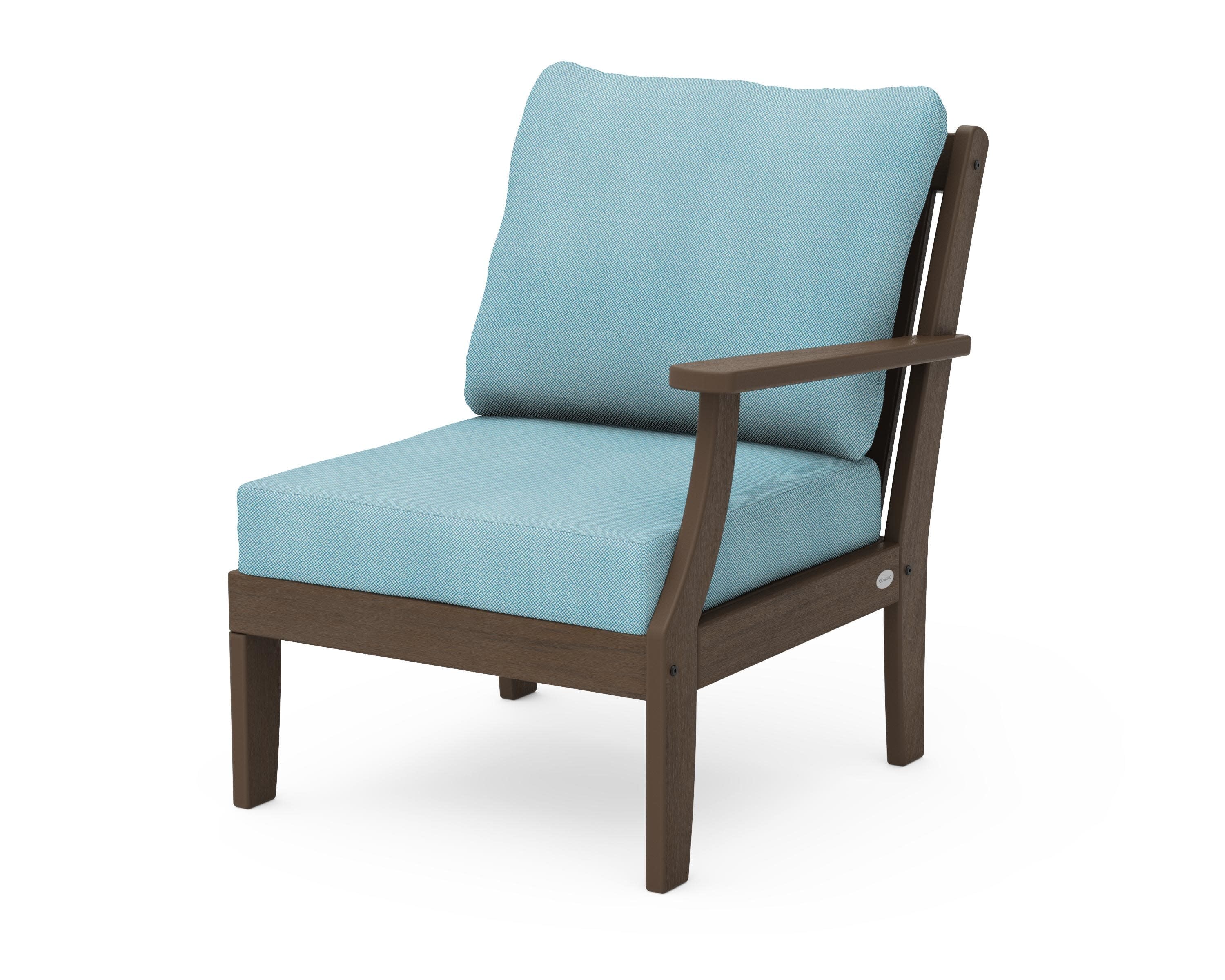 Braxton Modular Right Arm Chair in Kona / Lattice Sky Blue